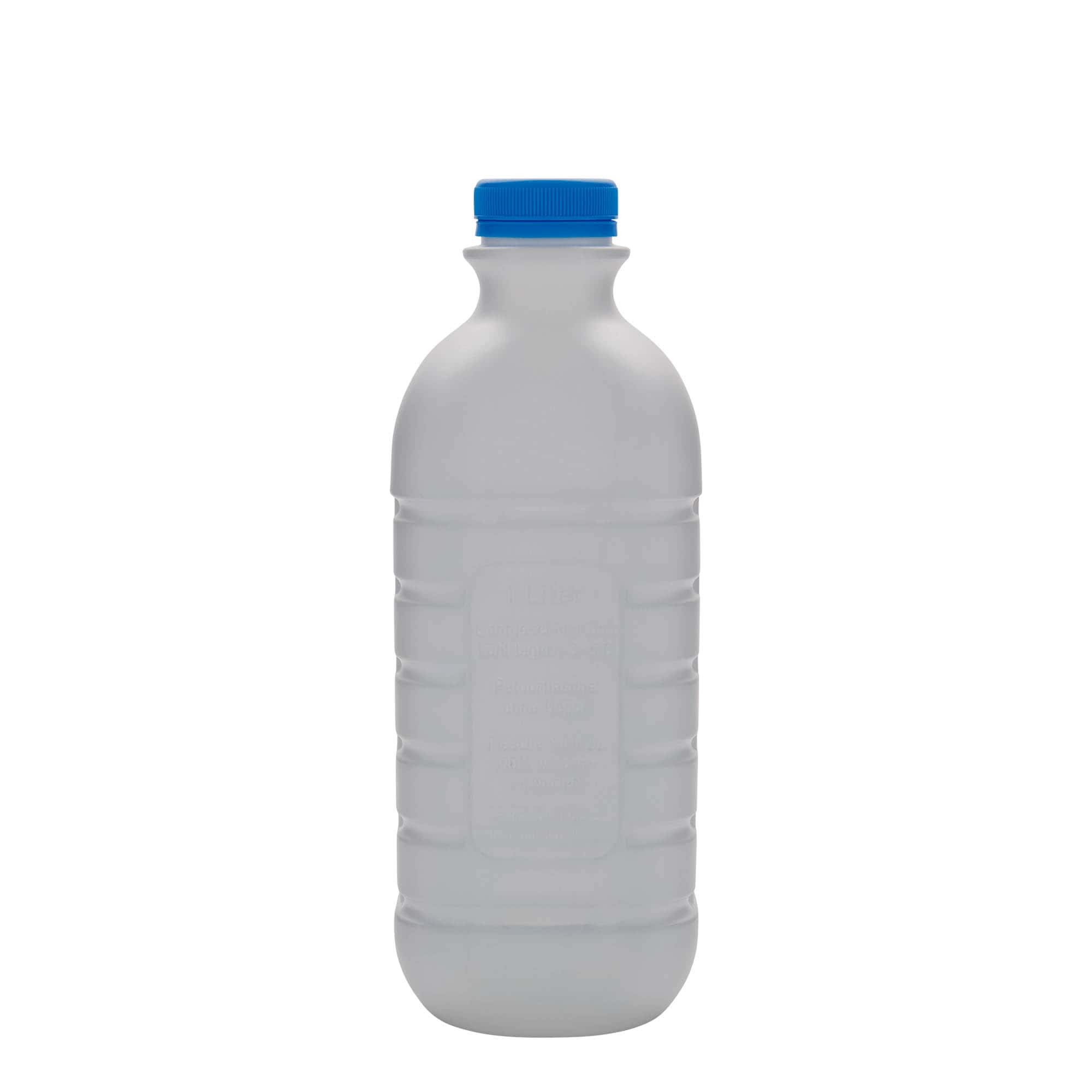 1.000 ml flaša za mleko, pravougaona, HDPE plastika, bela, grlo: PEHD40