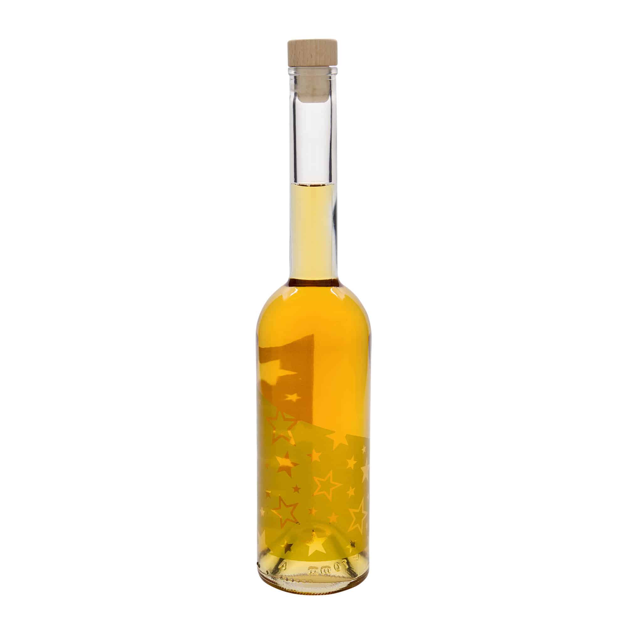 500 ml staklena flaša 'Opera', motiv: zvezde od zlata, grlo: čep