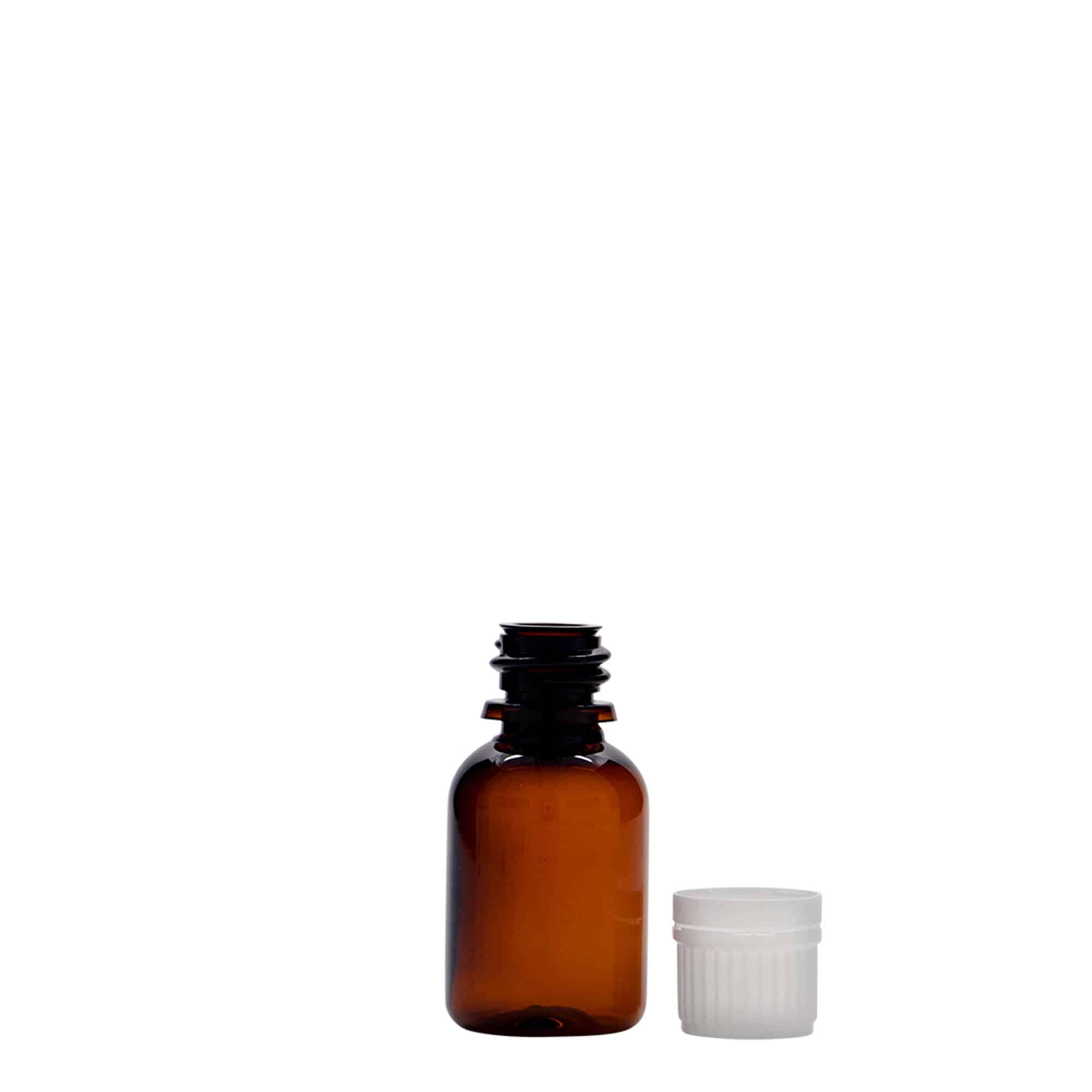 PET medicinska boca od 20 ml 'Easy Living', braon, plastika, otvor: DIN 18