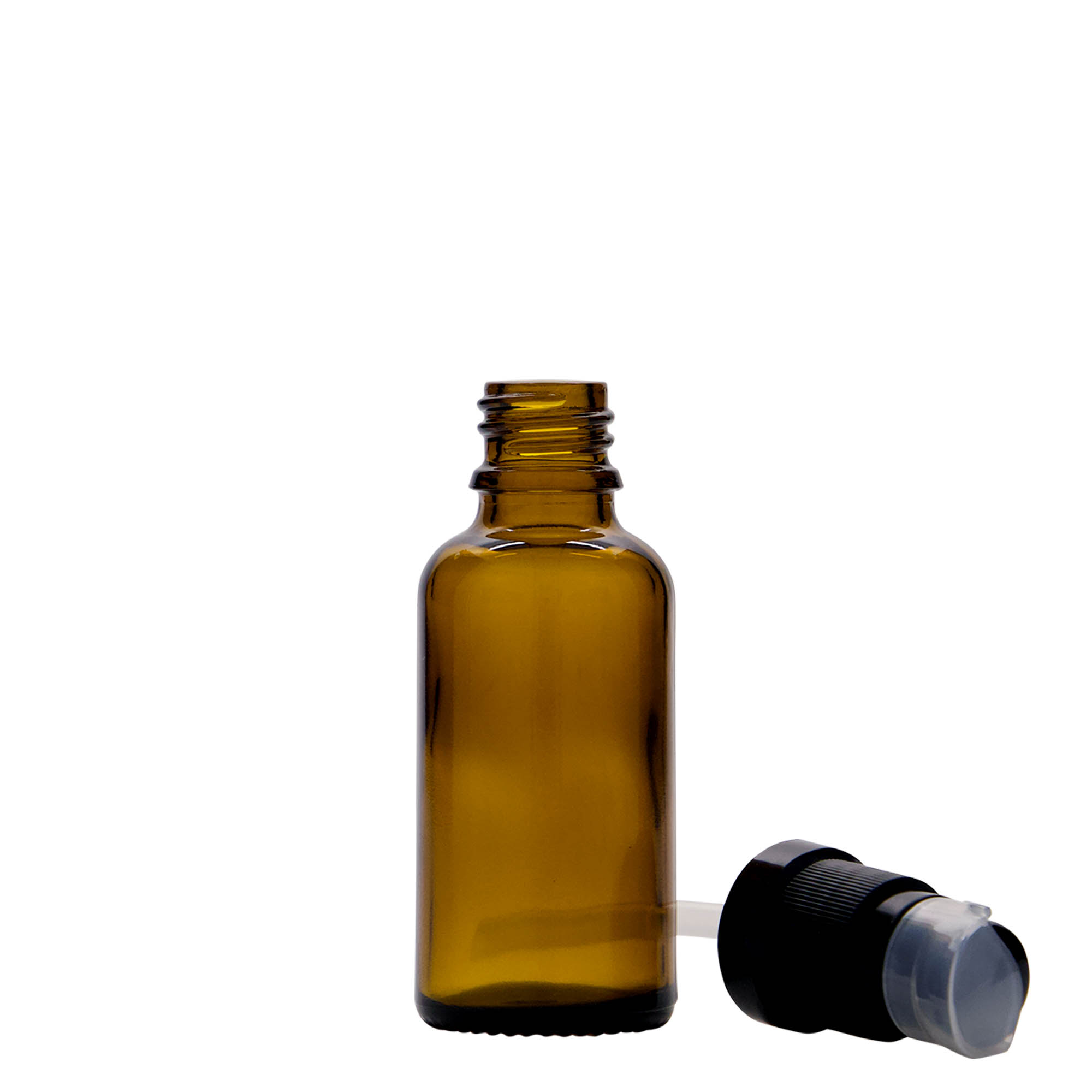 30 ml medicinska bočica sa pumpicom za losion, staklo, braon, otvor: DIN 18 30 ml medicinska bočica sa pumpicom za losion, staklo, braon, otvor: DIN 18