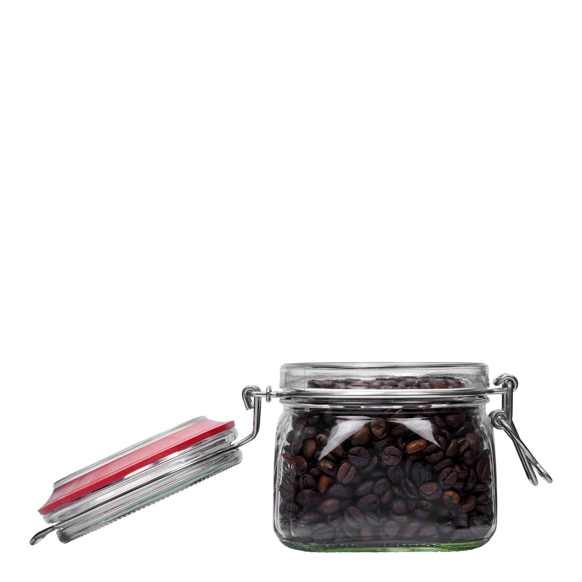 550 ml staklena tegla sa žičanim zatvaračem, kvadratna, otvor: žičani zatvarač