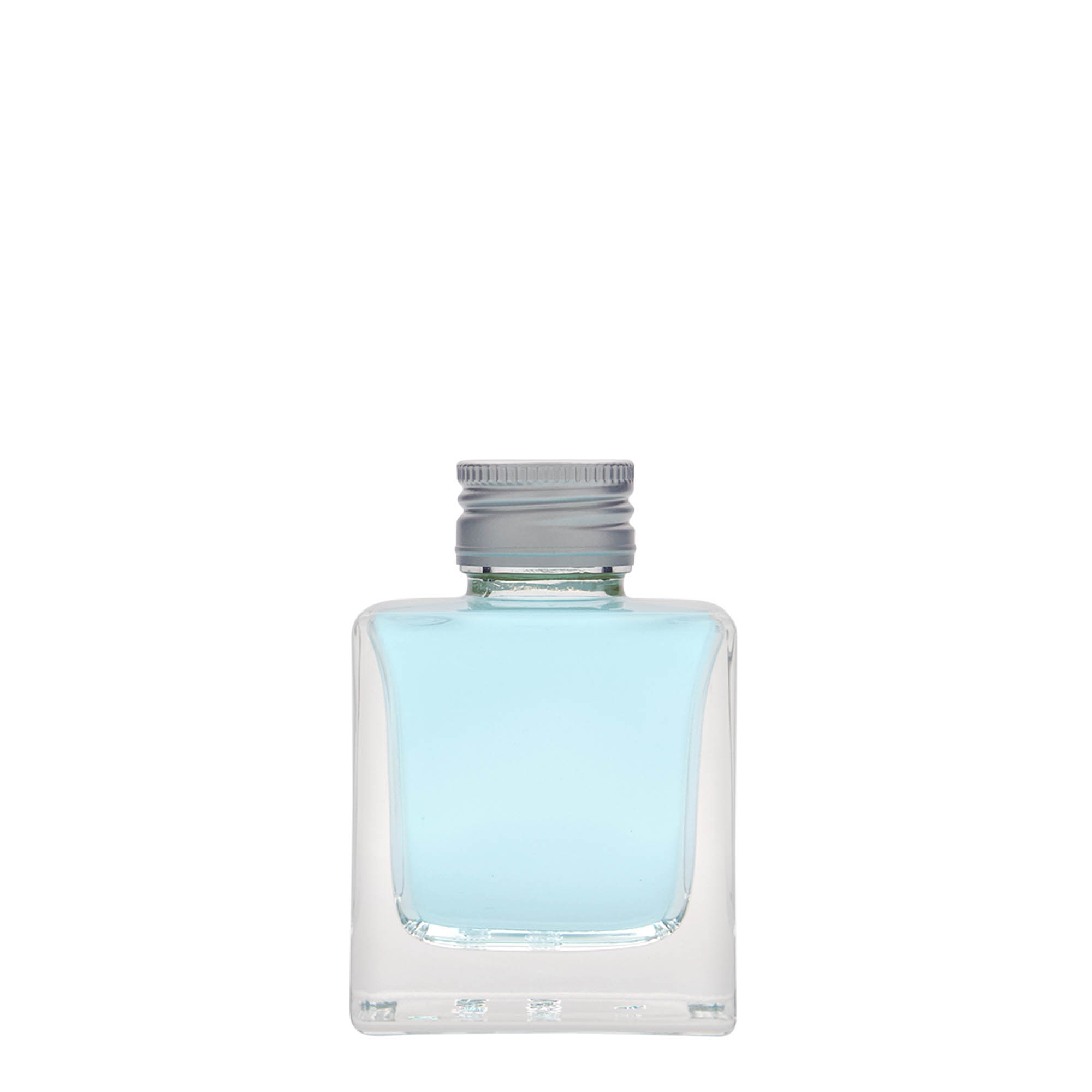 100 ml staklena flaša 'Cube', kvadratna, grlo: PP 28