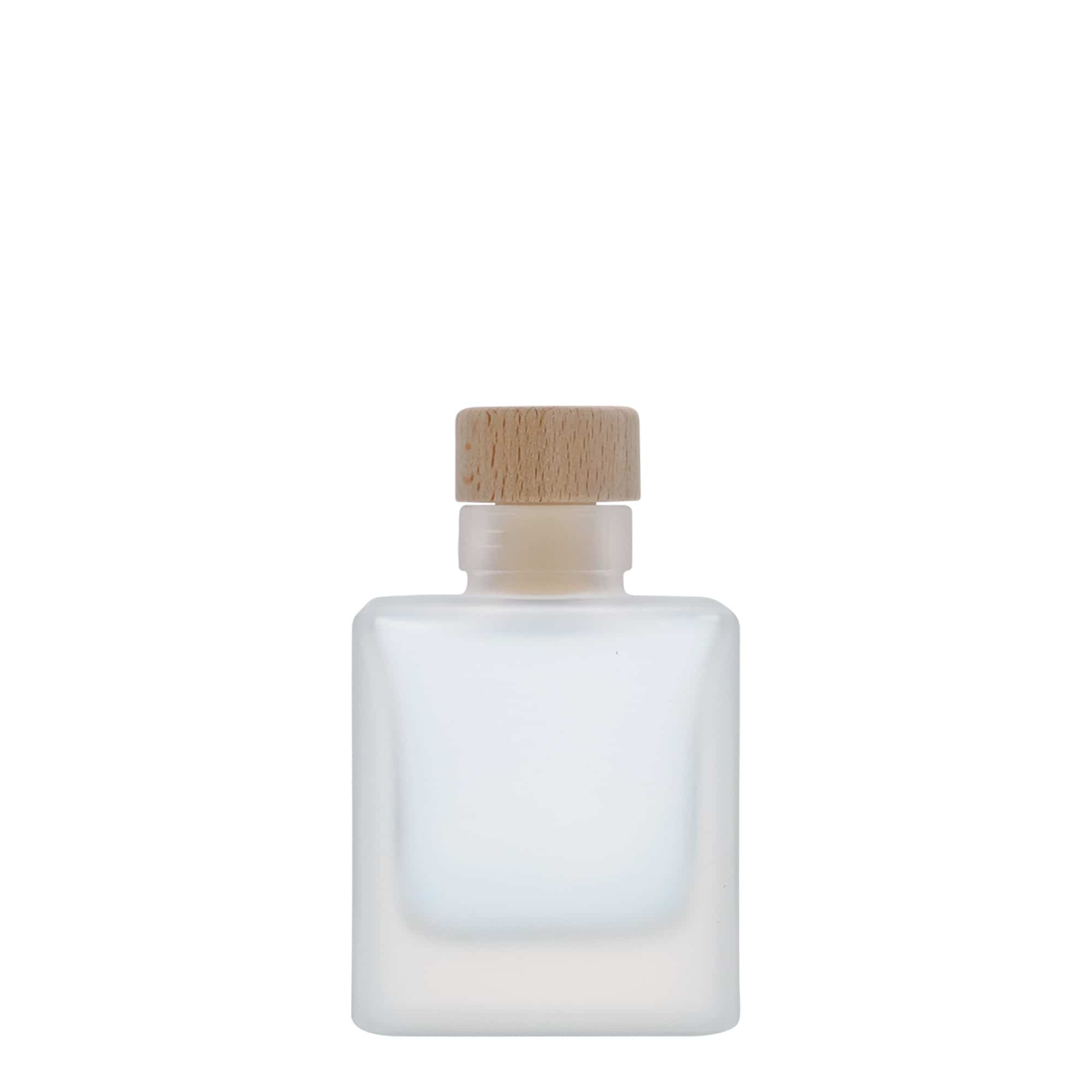 100 ml staklena flaša 'Cube', kvadratna, zaleđena, grlo: plutа