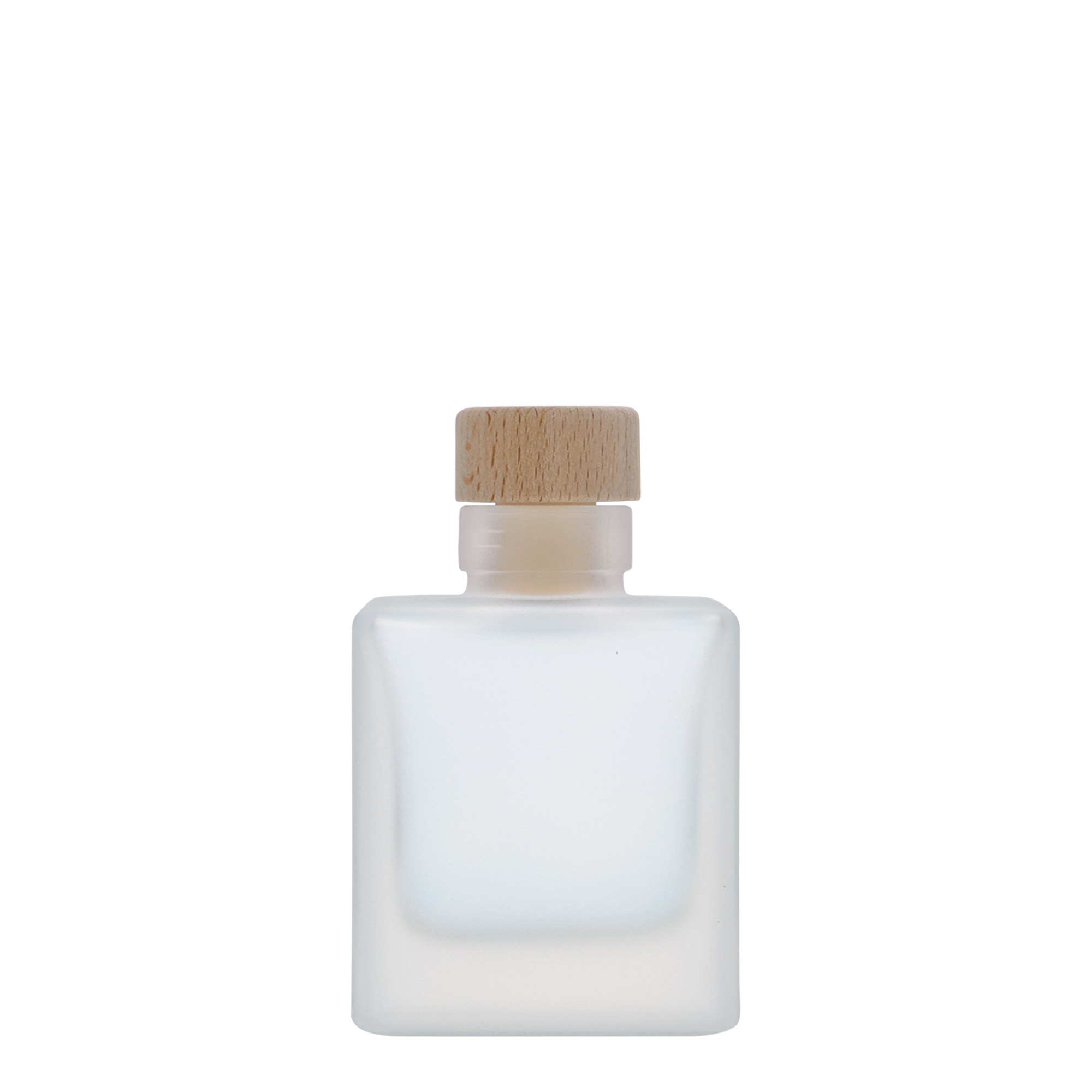 100 ml staklena flaša 'Cube', kvadratna, zaleđena, grlo: plutа 100 ml staklena flaša 'Cube', kvadratna, zaleđena, grlo: plutа