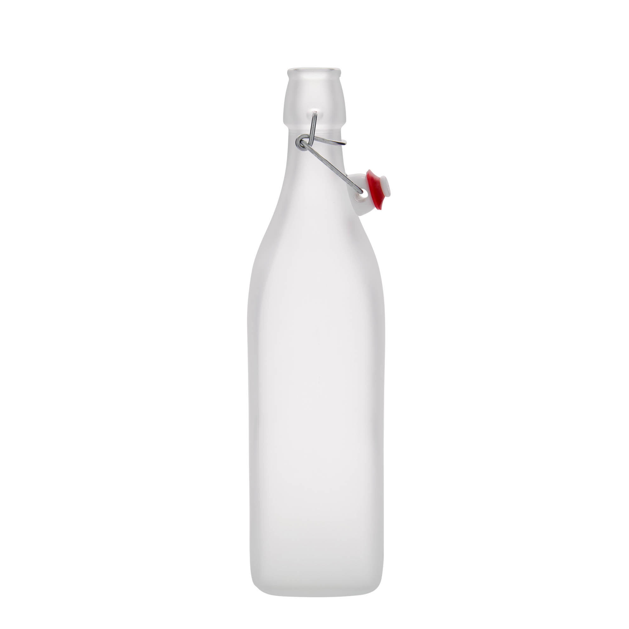 1.000 ml staklena boca 'Swing, kvadratna, matirana, otvor: zatvarač sa kopčom