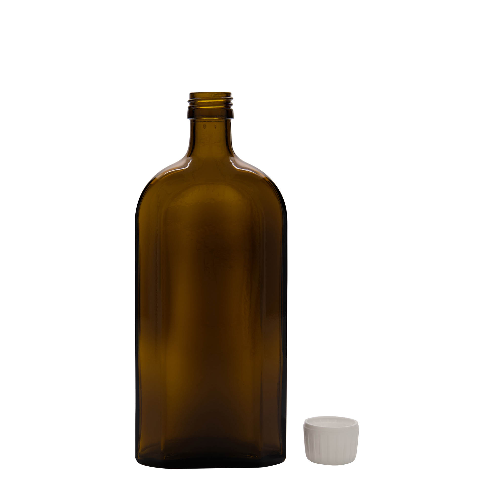 500 ml medicinska boca Meplat, ovalna, staklena, braon, grlo: PP 28