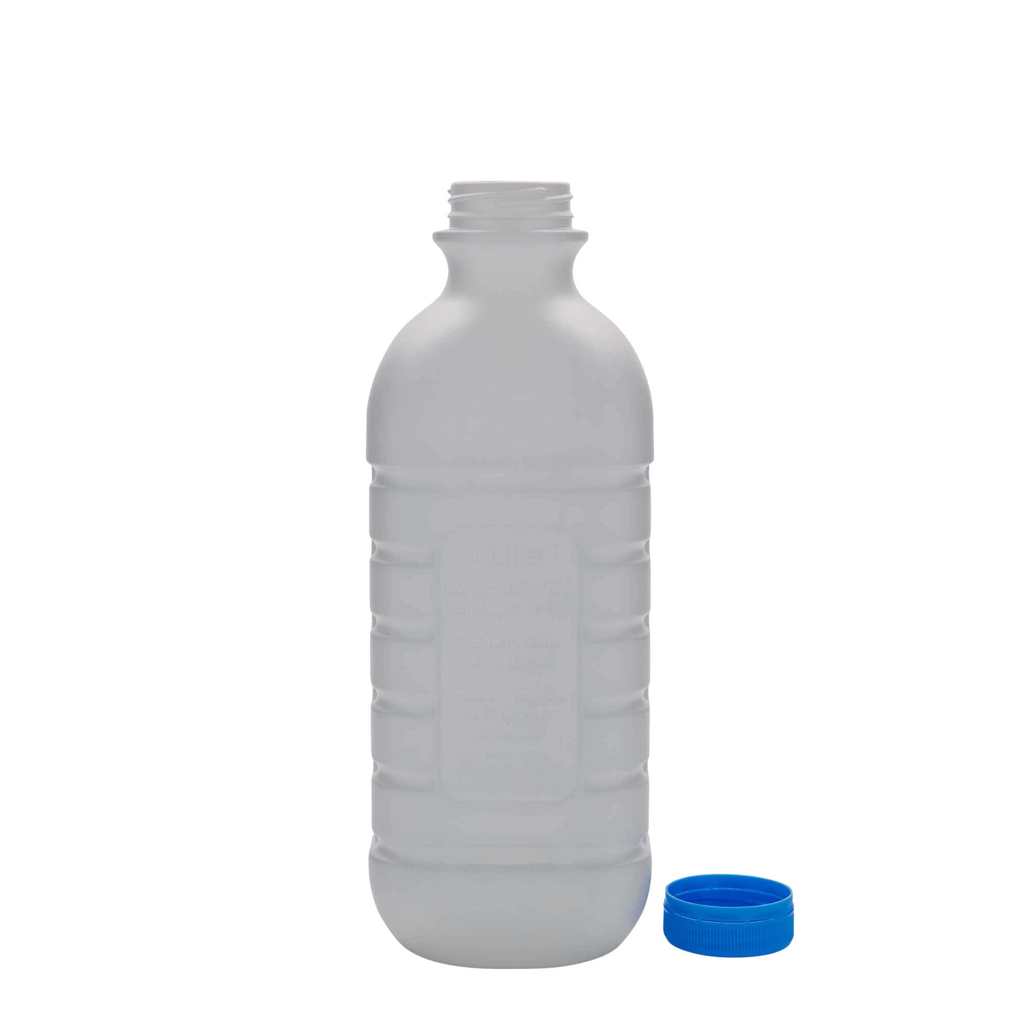 1.000 ml flaša za mleko, pravougaona, HDPE plastika, bela, grlo: PEHD40