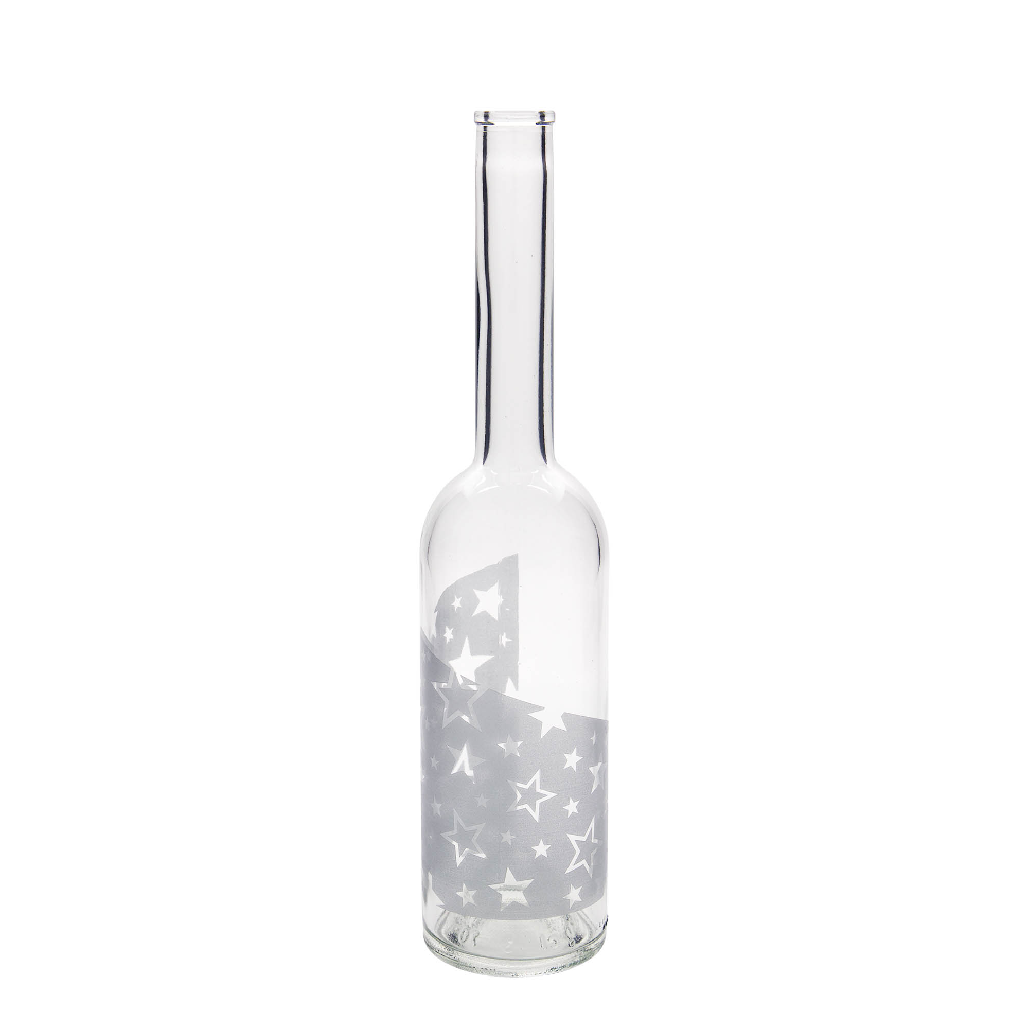 500 ml staklena flaša 'Opera', motiv: srebrne zvezde, grlo: čep 500 ml staklena flaša 'Opera', motiv: srebrne zvezde, grlo: čep