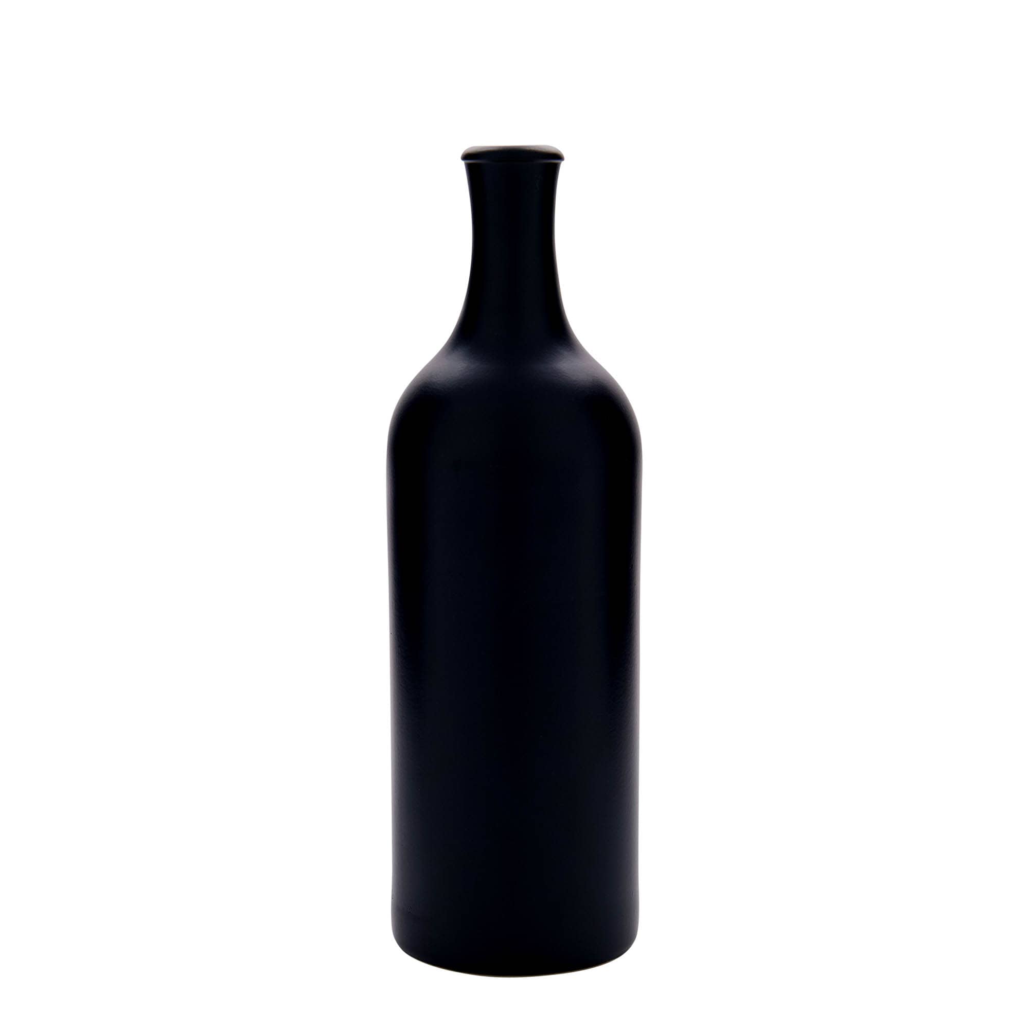 750 ml vrč od gline dugog vrata, kamenina, crni, otvor: pluta
