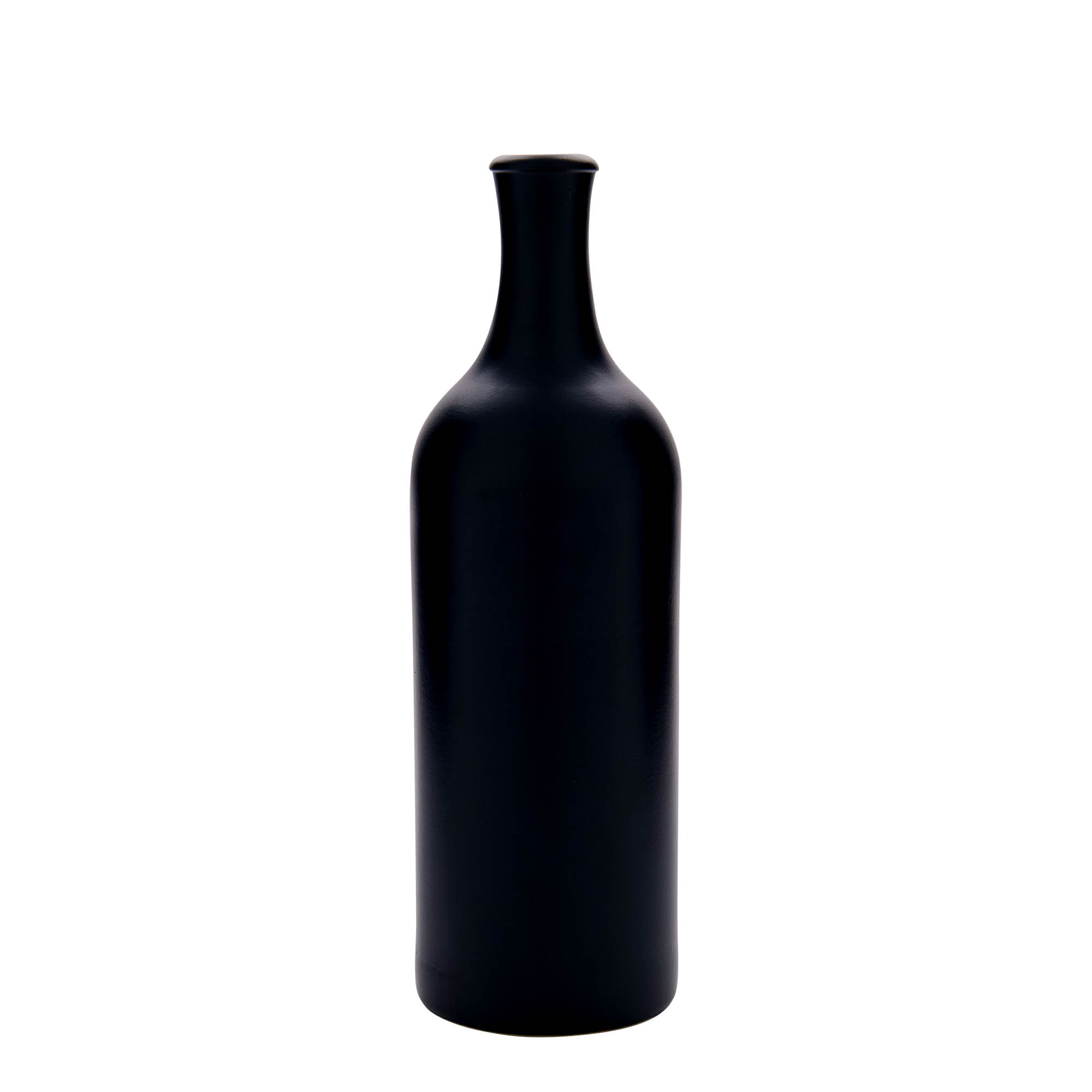 750 ml vrč od gline dugog vrata, kamenina, crni, otvor: pluta