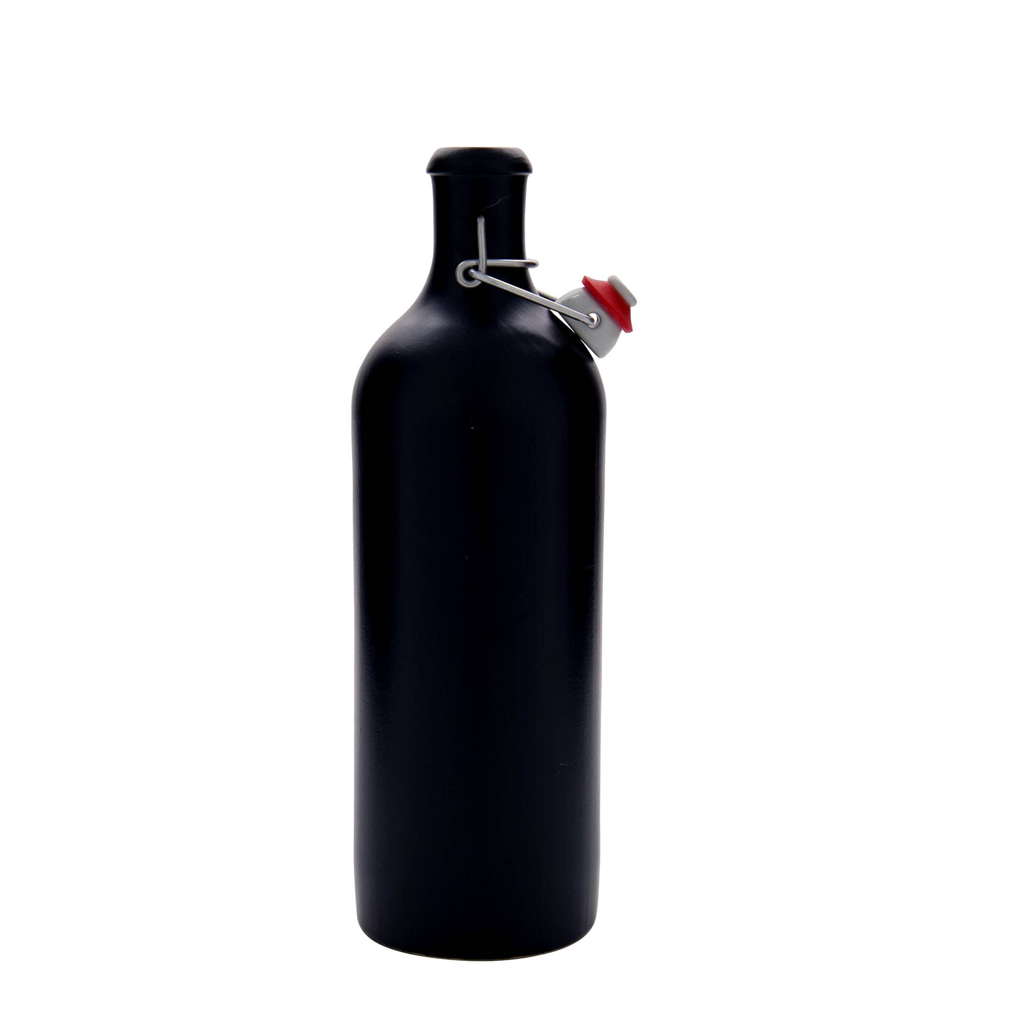 750 ml glineni vrč, kamenina, crni, otvor: zatvarač sa kopčom