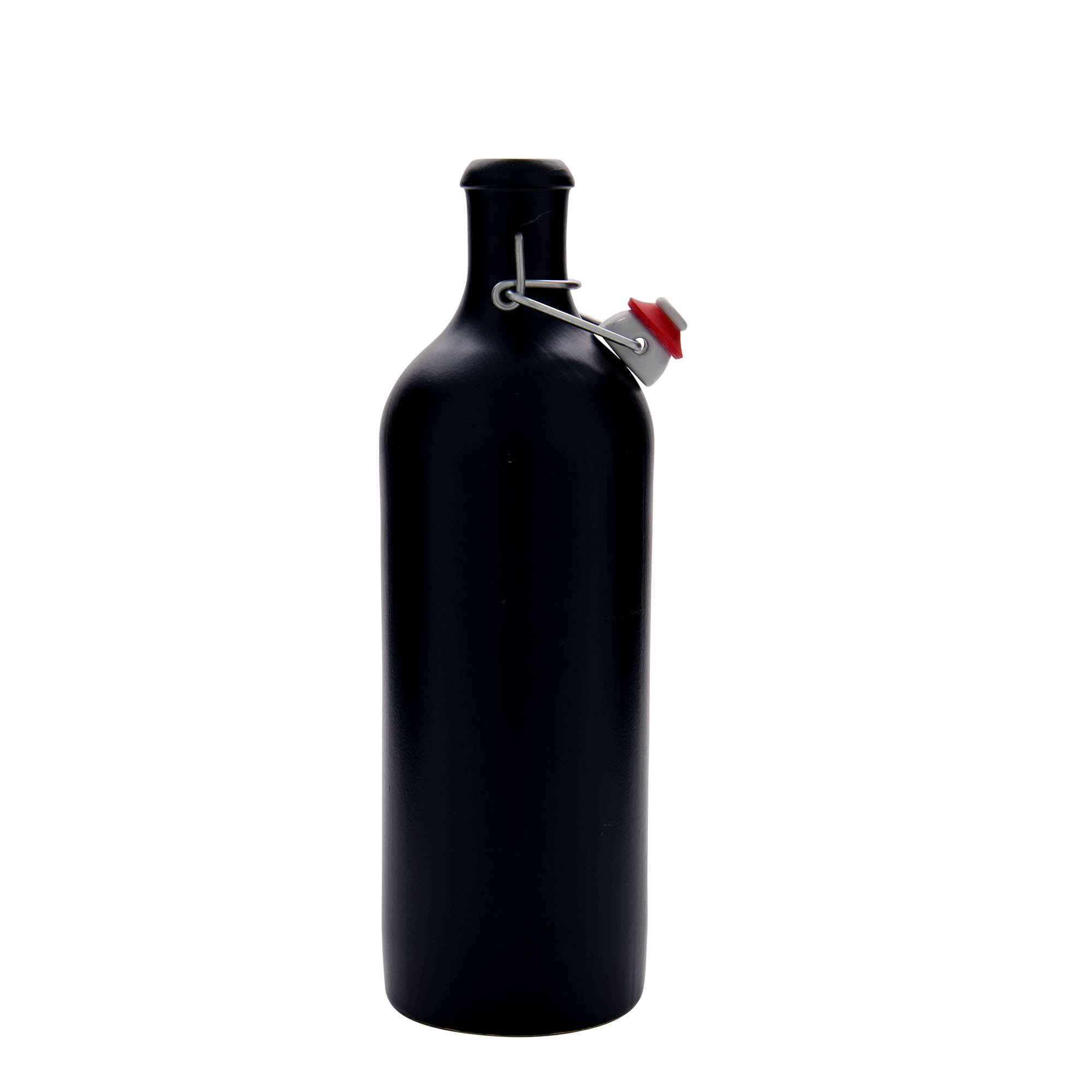 750 ml glineni vrč, kamenina, crni, otvor: zatvarač sa kopčom