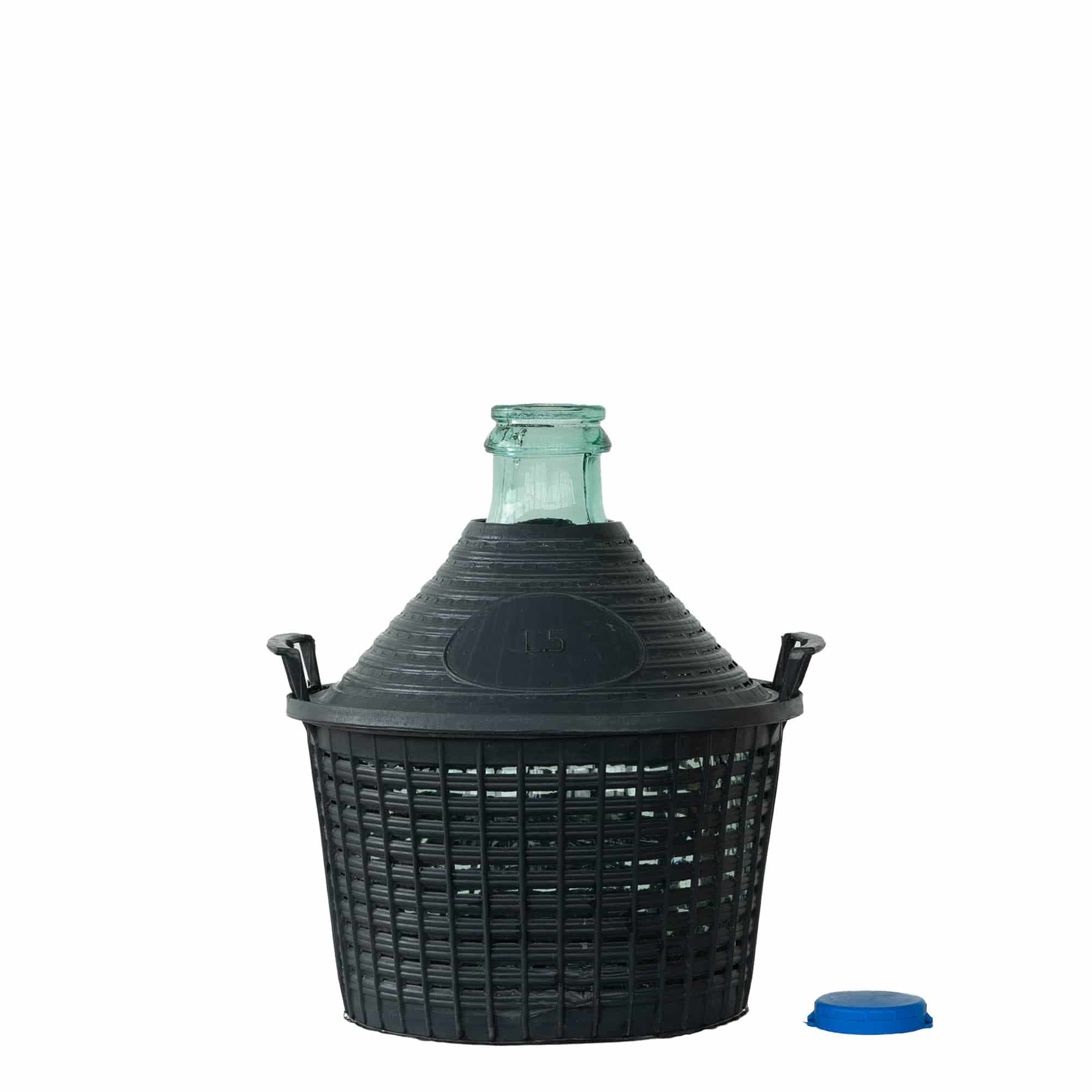 5 l balonska boca sa uskim vratom, staklo, otvor: poklopac na navlaku