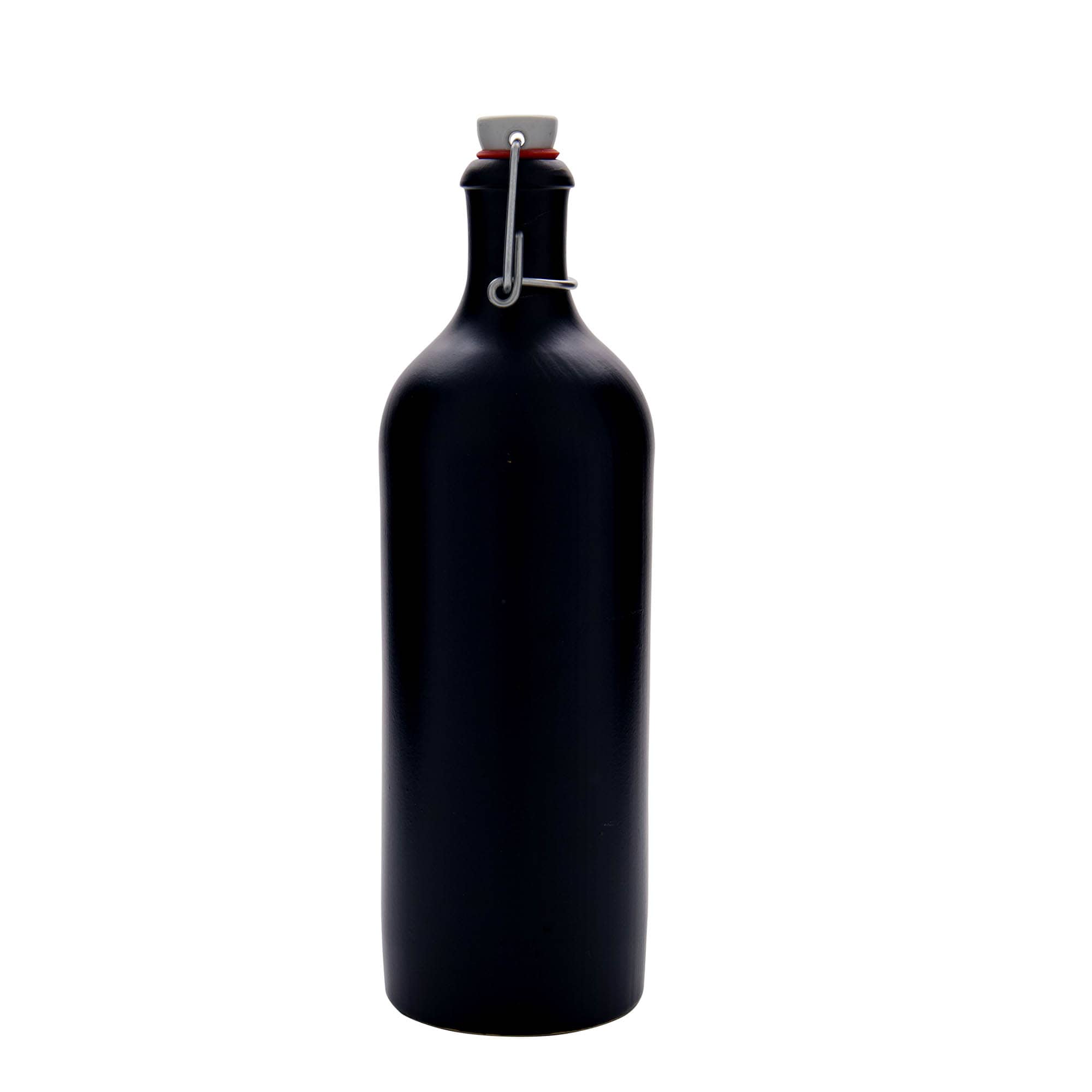 750 ml glineni vrč, kamenina, crni, otvor: zatvarač sa kopčom