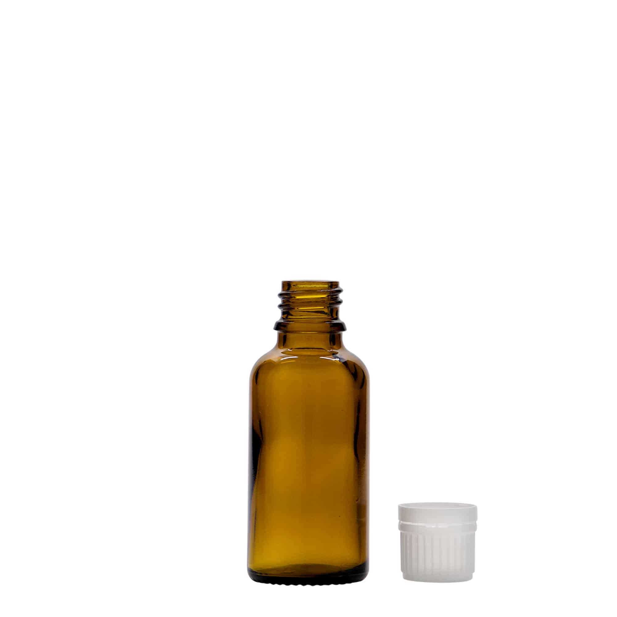 Medicinska boca od 30 ml, staklo, braon, otvor: DIN 18