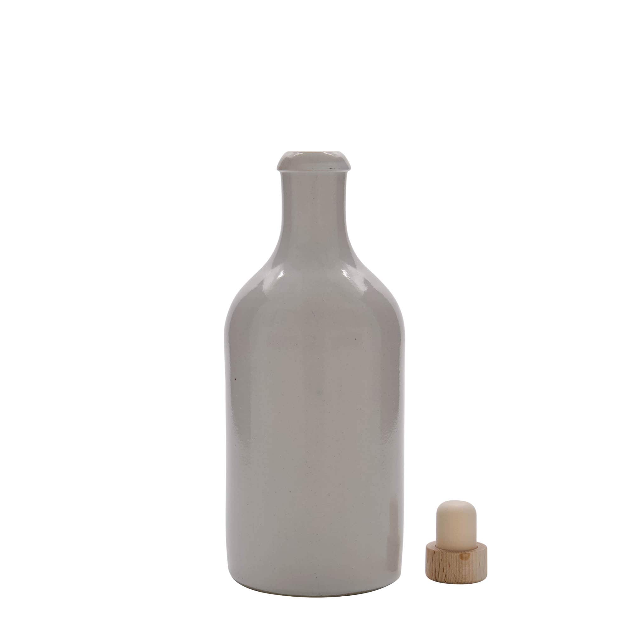 500 ml glineni vrč, kamena keramika, beo, otvor: pluta