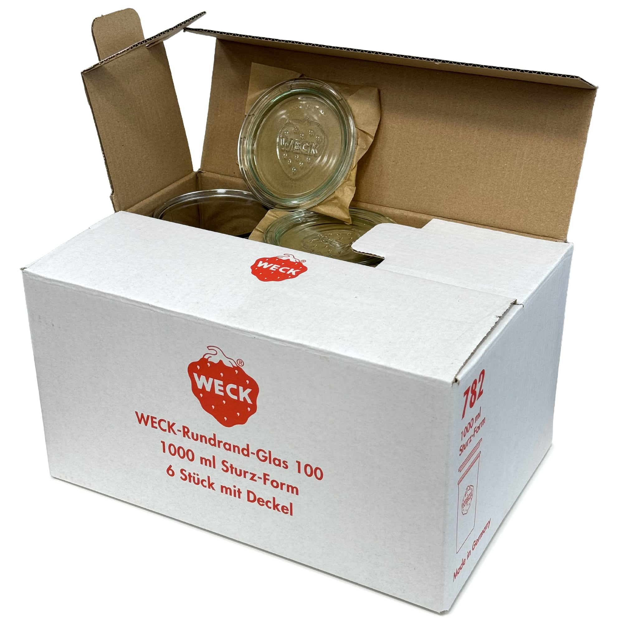 6x 1000 ml WECK staklena tegle sa širokim otvorom sa staklenim poklopcem RR 100