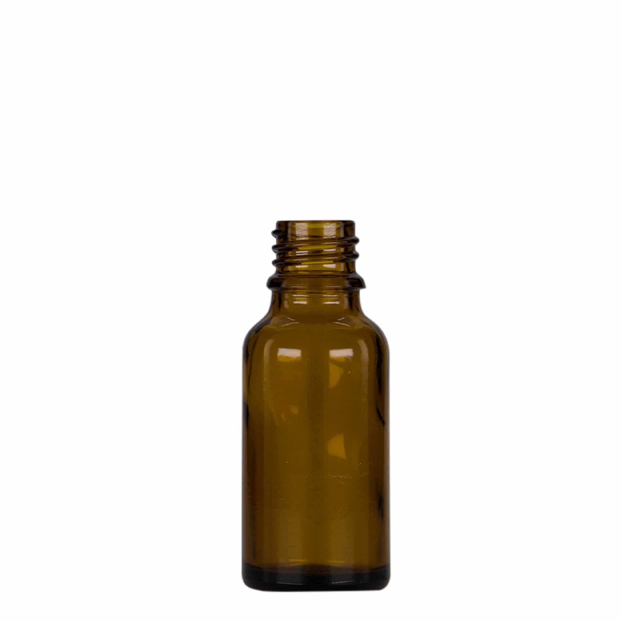 20 ml bočica sa pipetom za medicinu, staklo, braon-crna, grlo: DIN 18