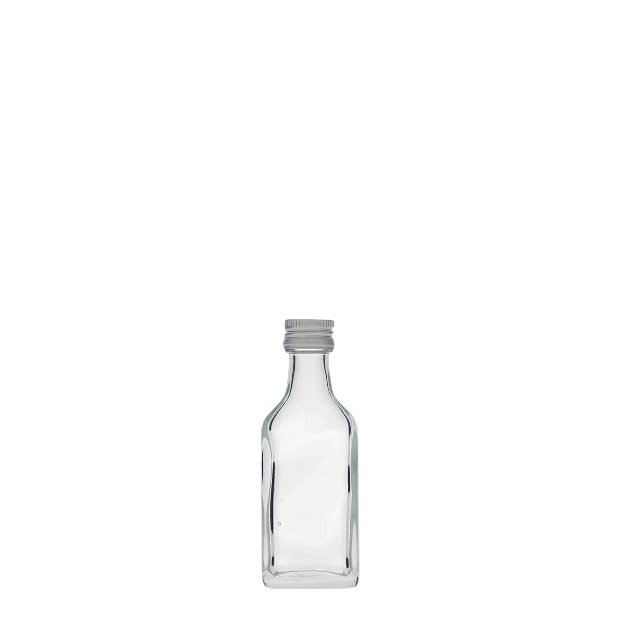 Džepna boca od 20 ml, pravougaona, staklo, otvor: PP 18