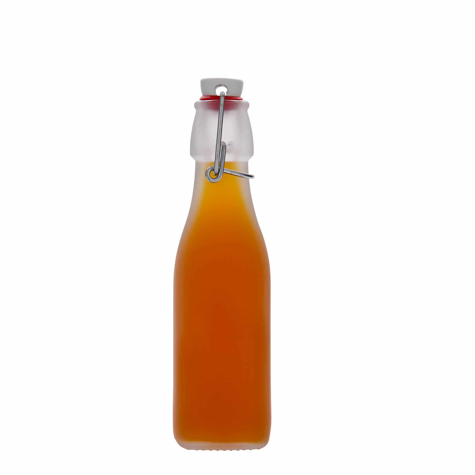250 ml staklena boca 'Swing, kvadratna, bela, otvor: kopča za zatvaranje
