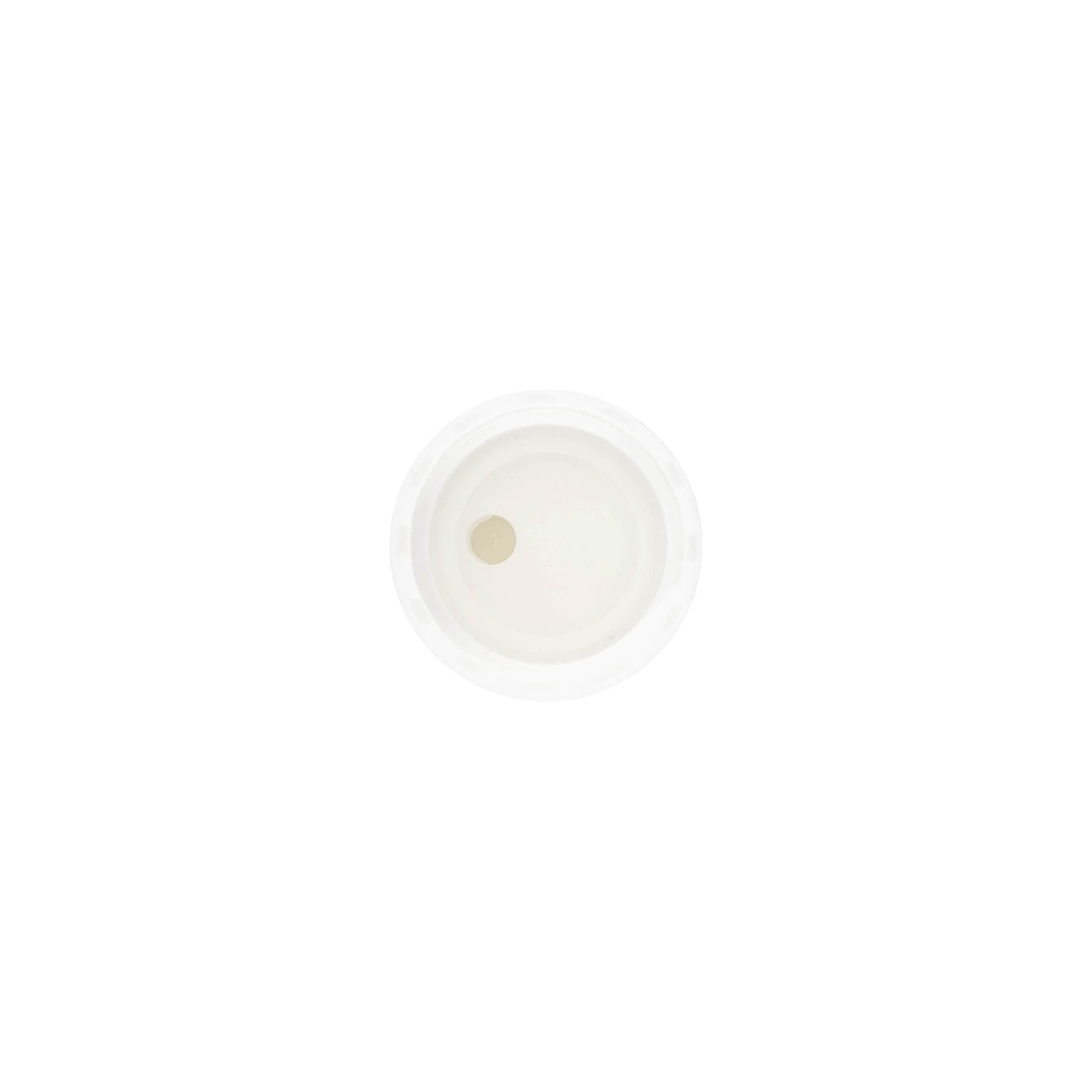 Zatvarač sa navojem Disc Top, PP-plastika, beo, za otvor: 20/410 Zatvarač sa navojem Disc Top, PP-plastika, beo, za otvor: 20/410