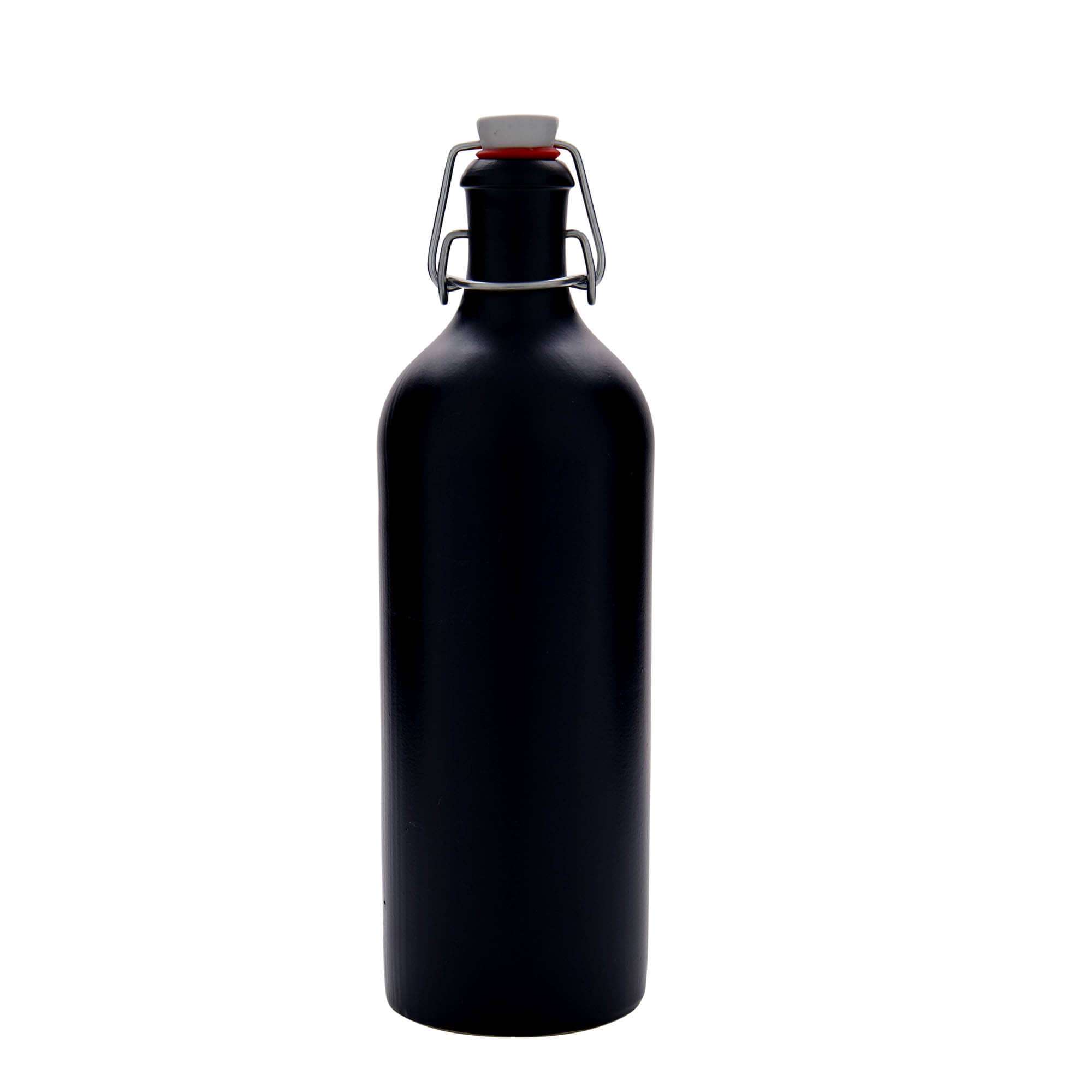 750 ml glineni vrč, kamenina, crni, otvor: zatvarač sa kopčom