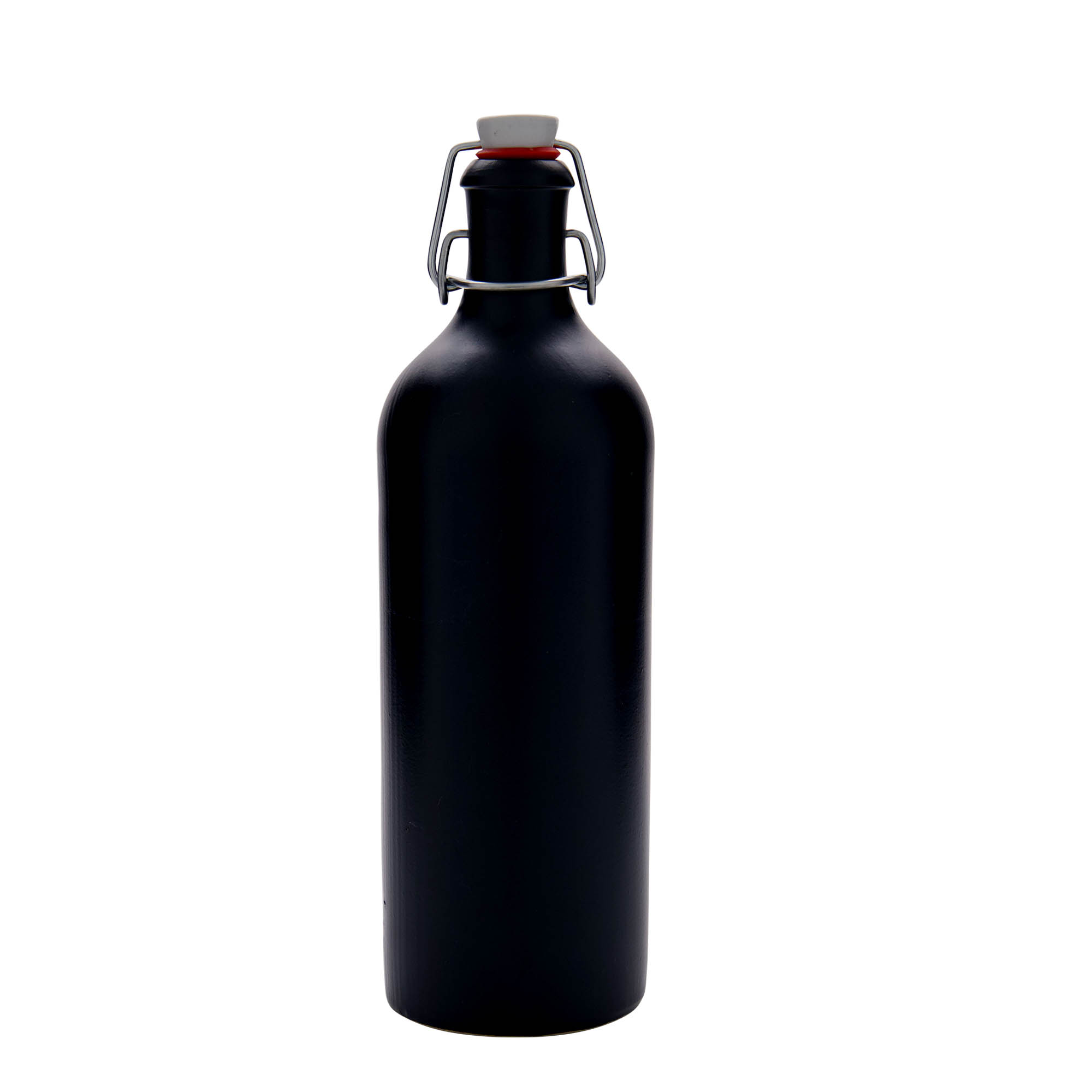 750 ml glineni vrč, kamenina, crni, otvor: zatvarač sa kopčom