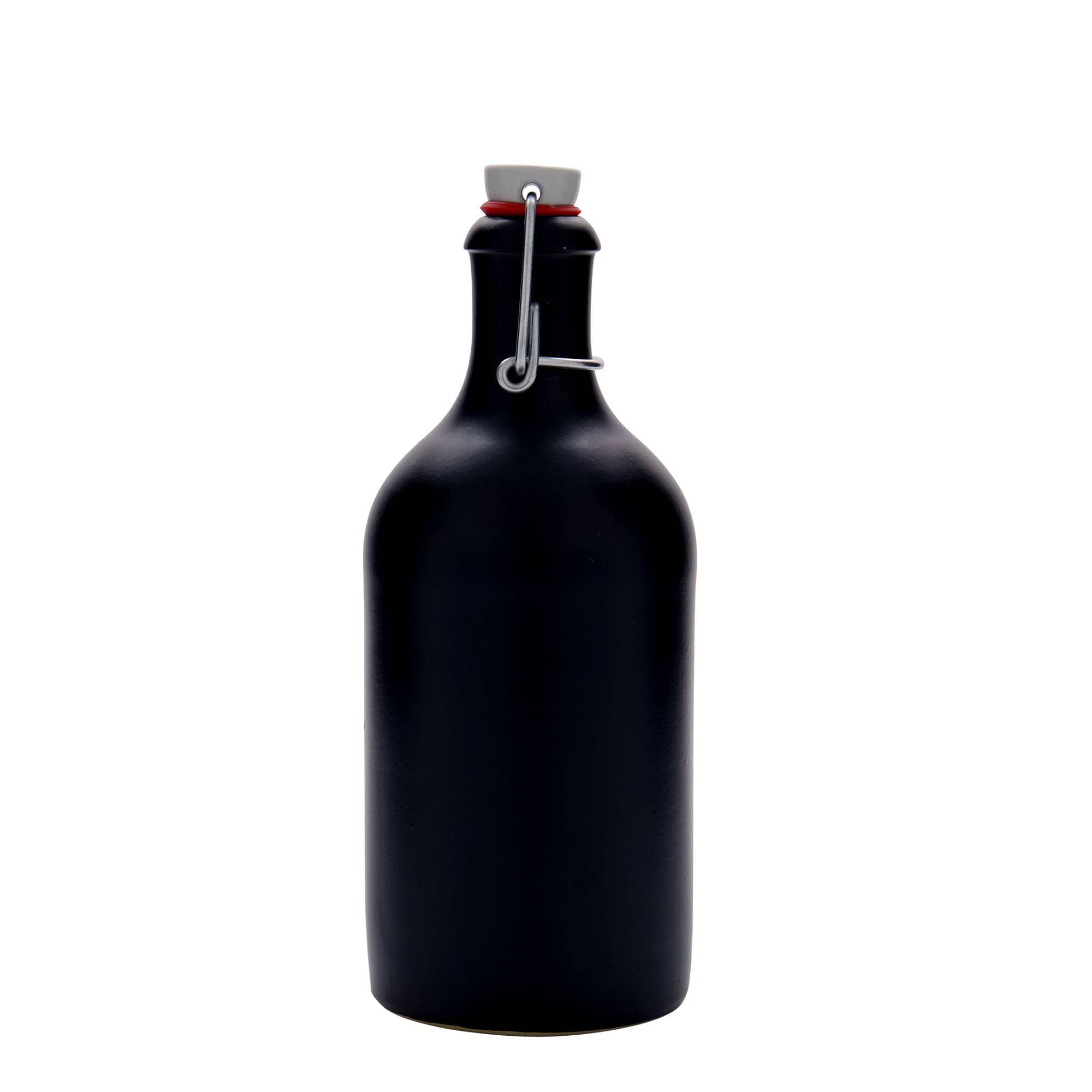 500 ml glineni bokal, kamenina, crni, otvor: zatvarač sa kopčom