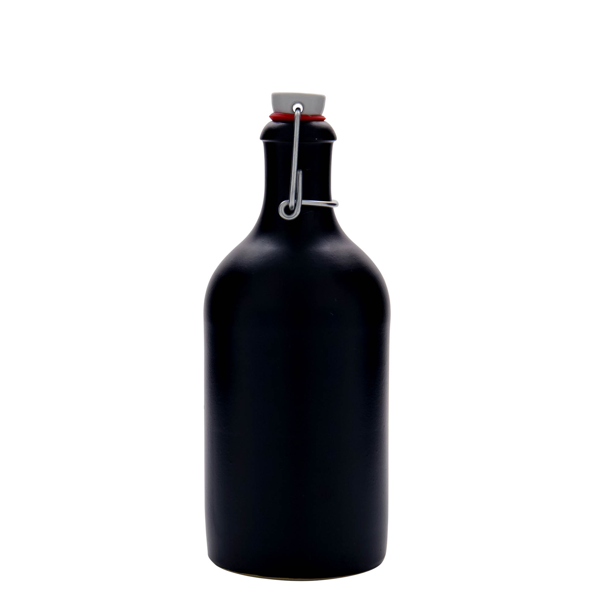500 ml glineni bokal, kamenina, crni, otvor: zatvarač sa kopčom