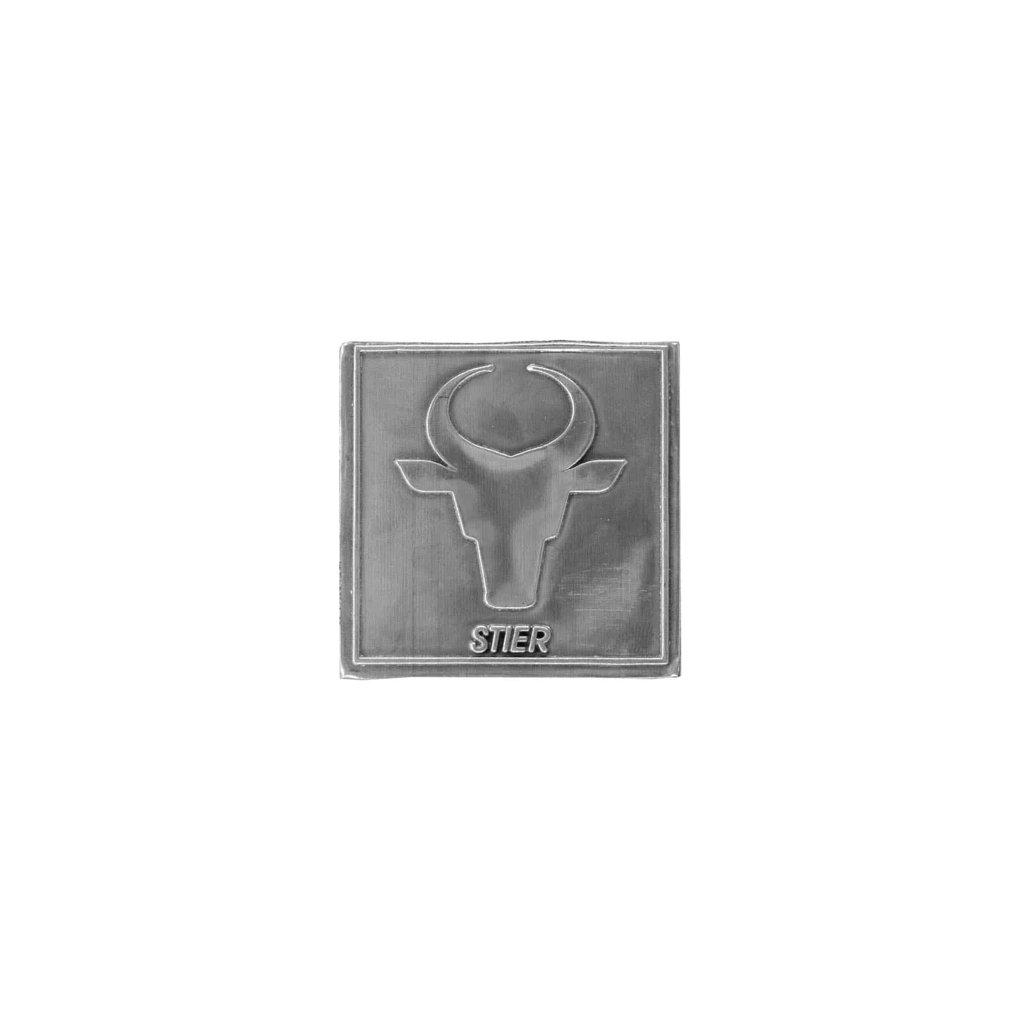 Limena etiketa 'Bik', kvadratna, metal, srebrna Limena etiketa 'Bik', kvadratna, metal, srebrna