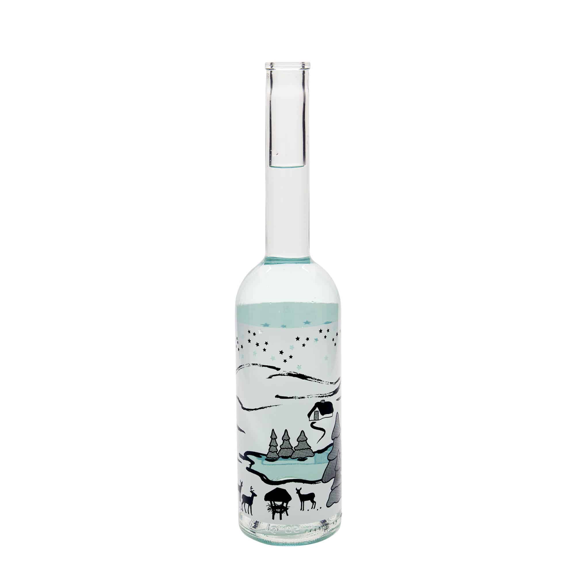 500 ml staklena flaša 'Opera', motiv: Zimski san-Bianco, grlo: plutа