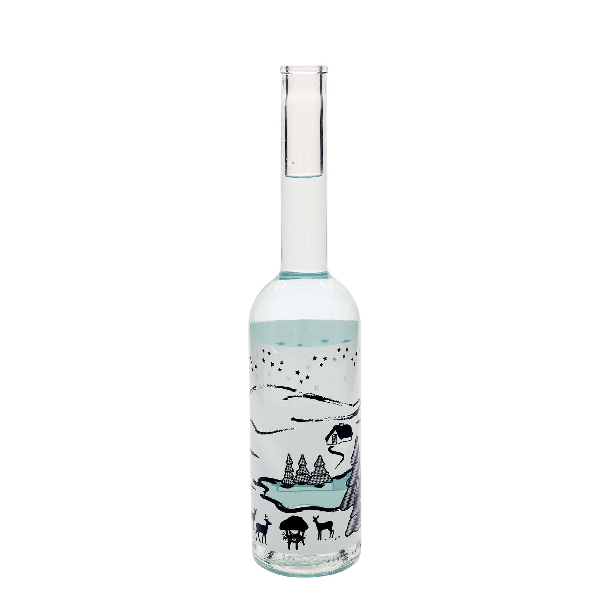 500 ml staklena flaša 'Opera', motiv: Zimski san-Bianco, grlo: plutа