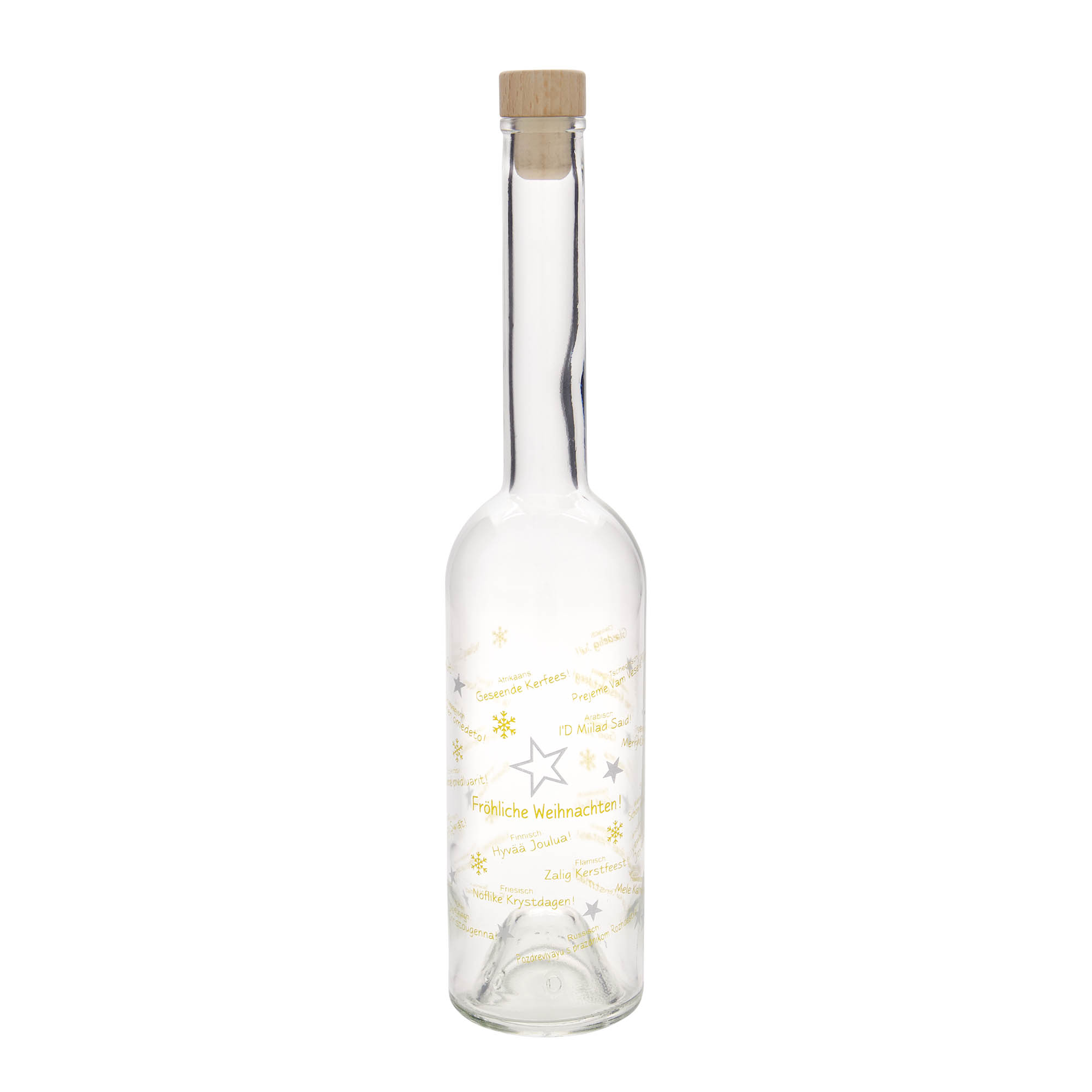 500 ml staklena flaša 'Opera', motiv: Božić u svetu, grlo: plutа 500 ml staklena flaša 'Opera', motiv: Božić u svetu, grlo: plutа
