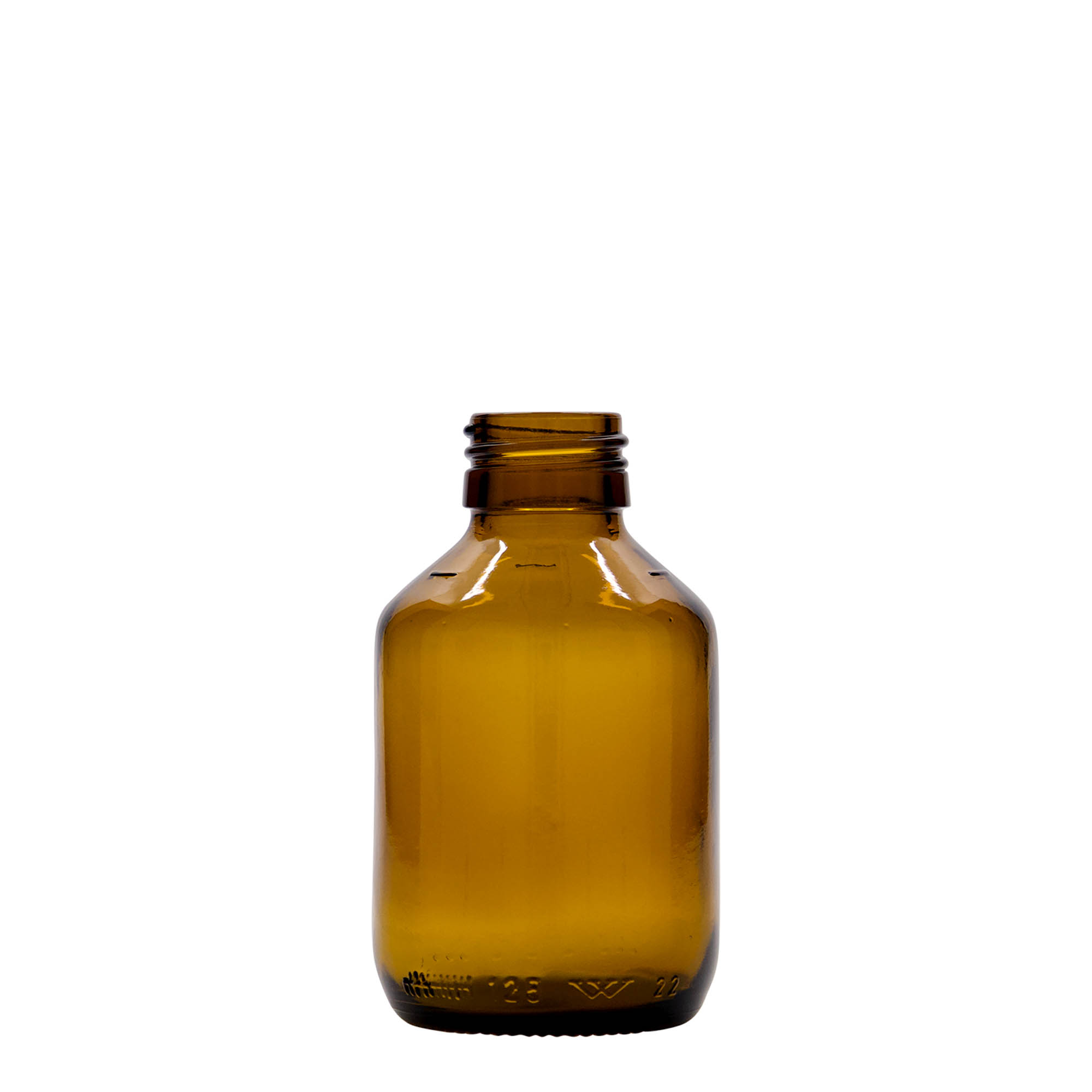 Medicinska boca od 125 ml, braon, staklo, otvor: PP 28 Medicinska boca od 125 ml, braon, staklo, otvor: PP 28
