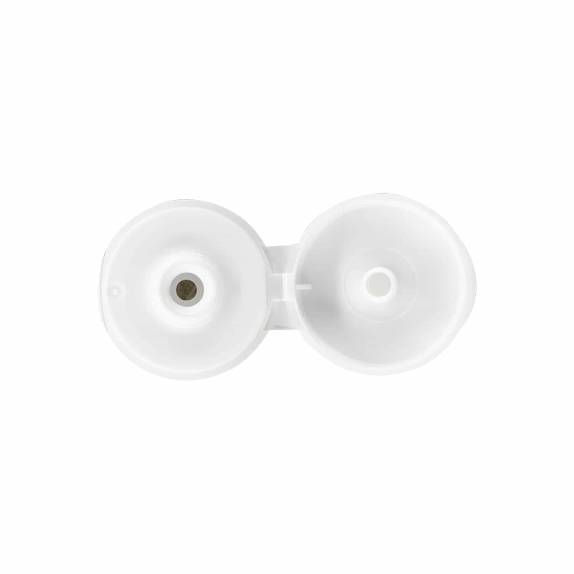Zatvarač sa navojem, preklopni šarnir, PP-plastika, beli, za otvor: 24/410