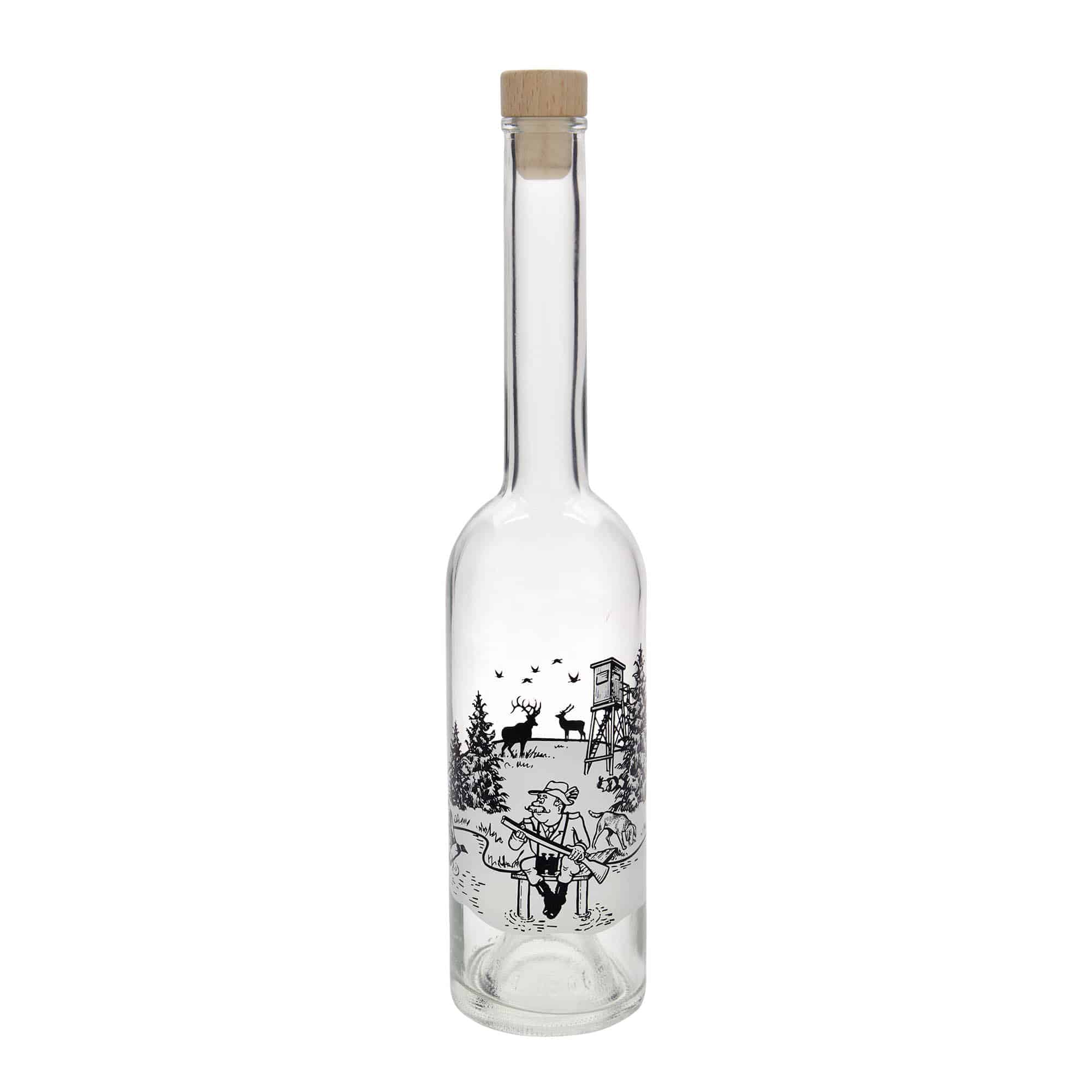 500 ml staklena flaša 'Opera', motiv: Lovac, čep na vrhu