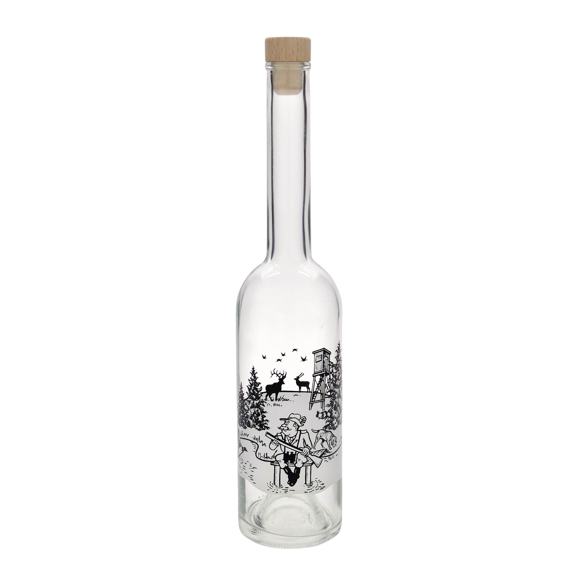 500 ml staklena flaša 'Opera', motiv: Lovac, čep na vrhu 500 ml staklena flaša 'Opera', motiv: Lovac, čep na vrhu