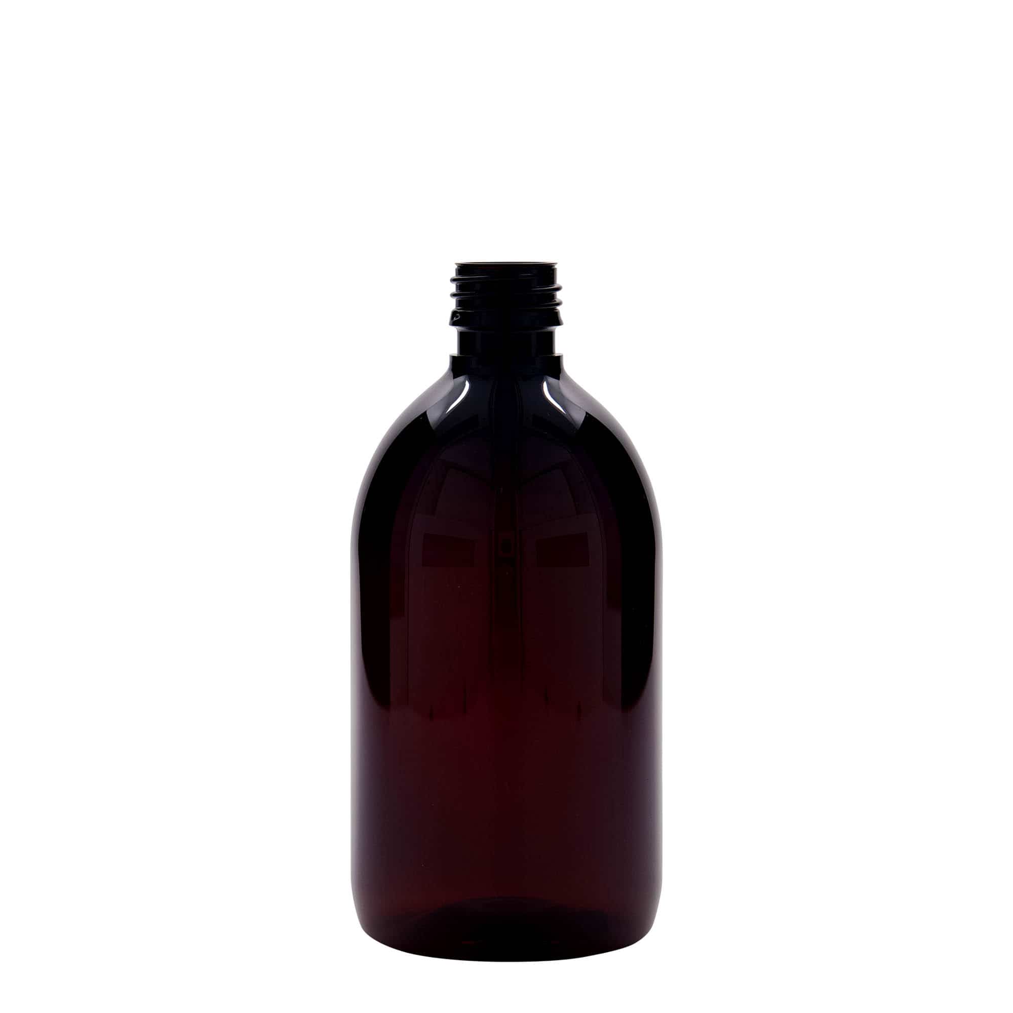 PET medicinska boca od 500 ml, braon, plastika, otvor: PP 28 PET medicinska boca od 500 ml, braon, plastika, otvor: PP 28