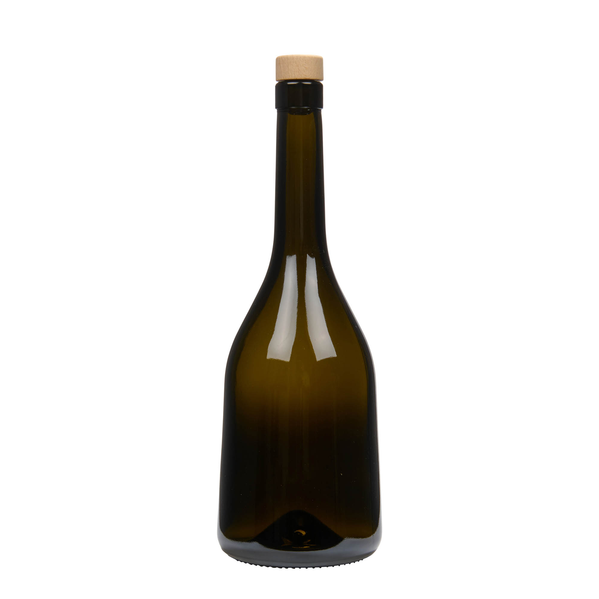 750 ml staklena boca 'Rustica', antikno zelena, grlo: čep
