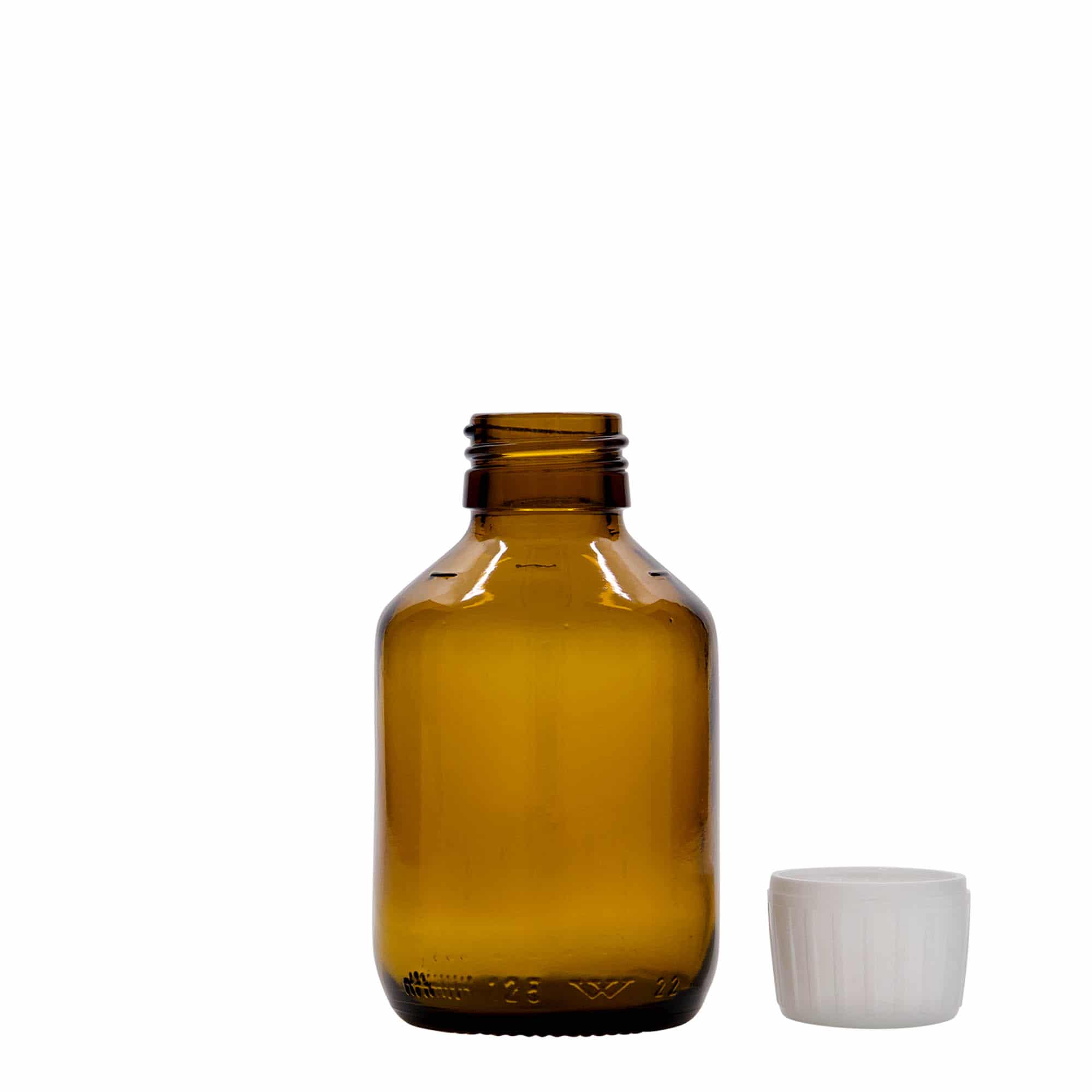 125 ml medicinska bočica, braon, staklo, grlo: PP 28
