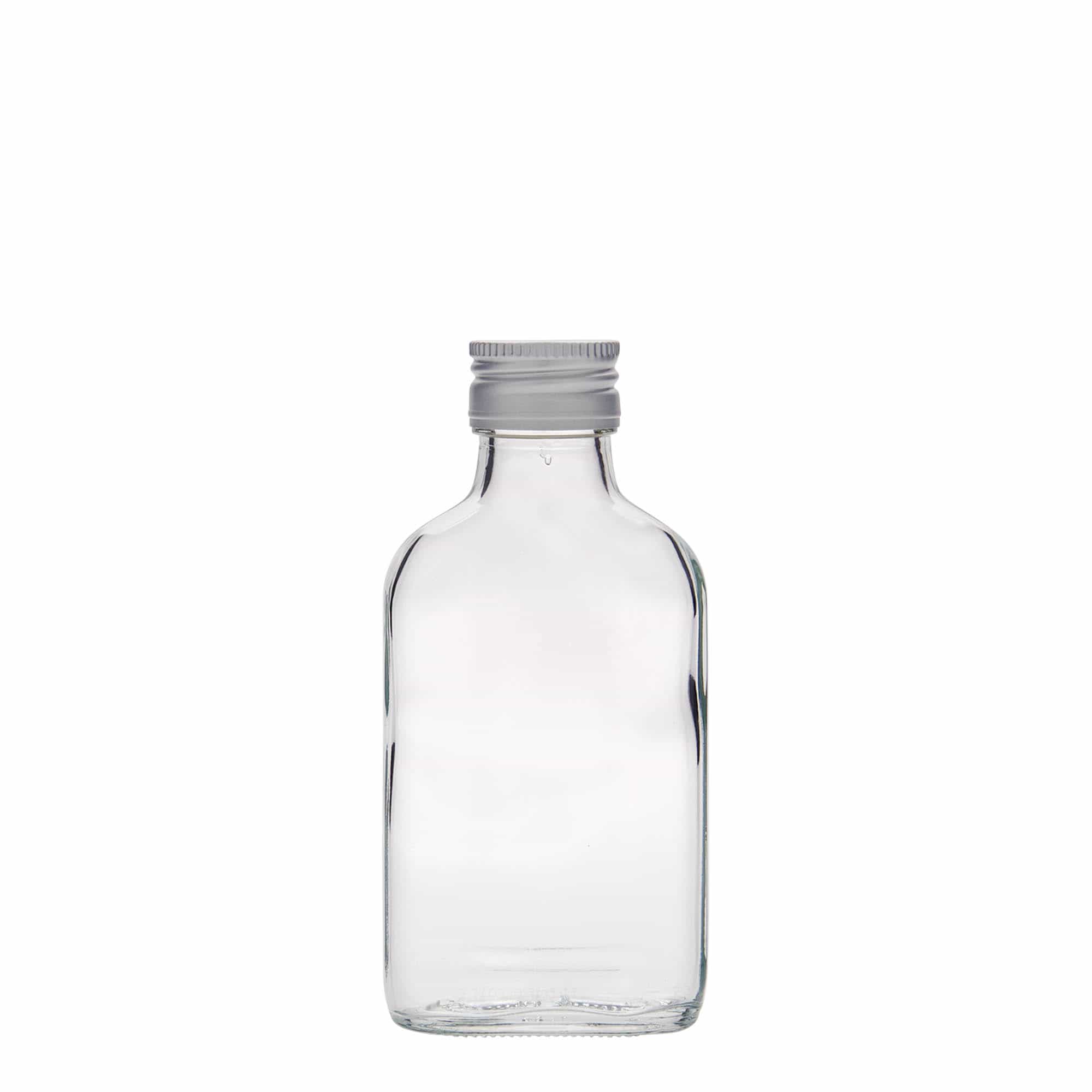 Džepna boca od 100 ml, pravougaona, staklo, otvor: PP 28