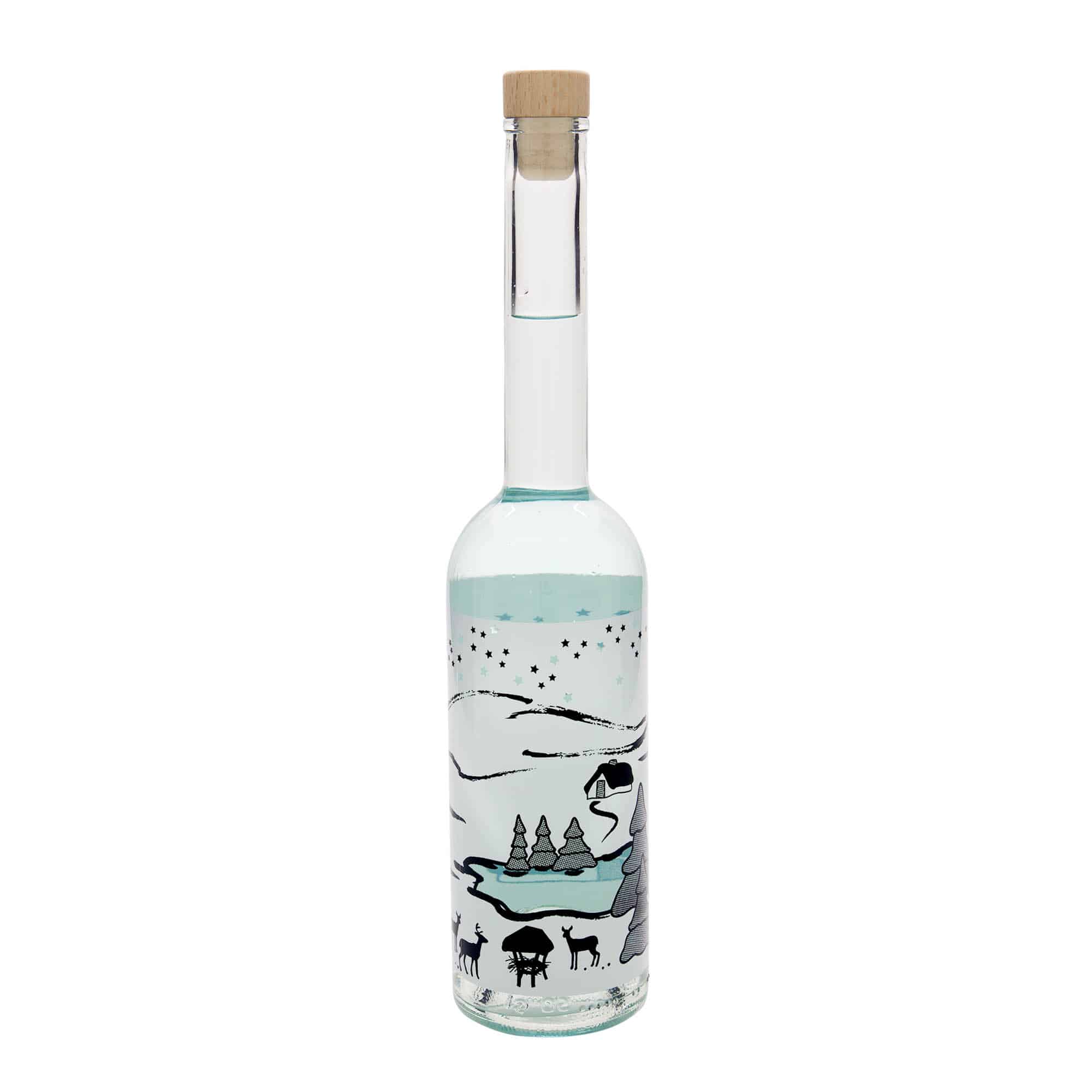 500 ml staklena flaša 'Opera', motiv: Zimski san-Bianco, grlo: plutа