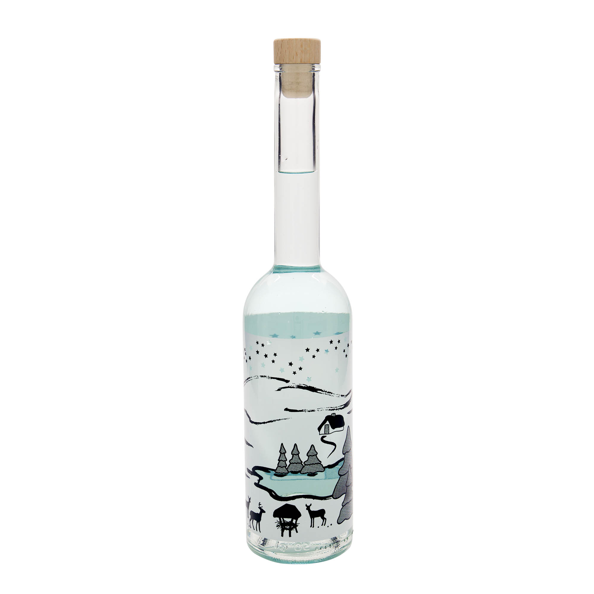 500 ml staklena flaša 'Opera', motiv: Zimski san-Bianco, grlo: plutа