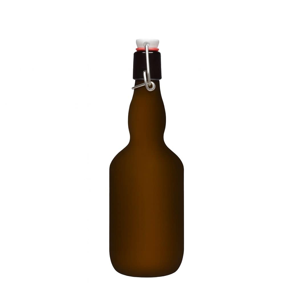 500 ml flaša za pivo sa grlom, staklo, antikno zeleno, otvor: zatvarač sa kopčom