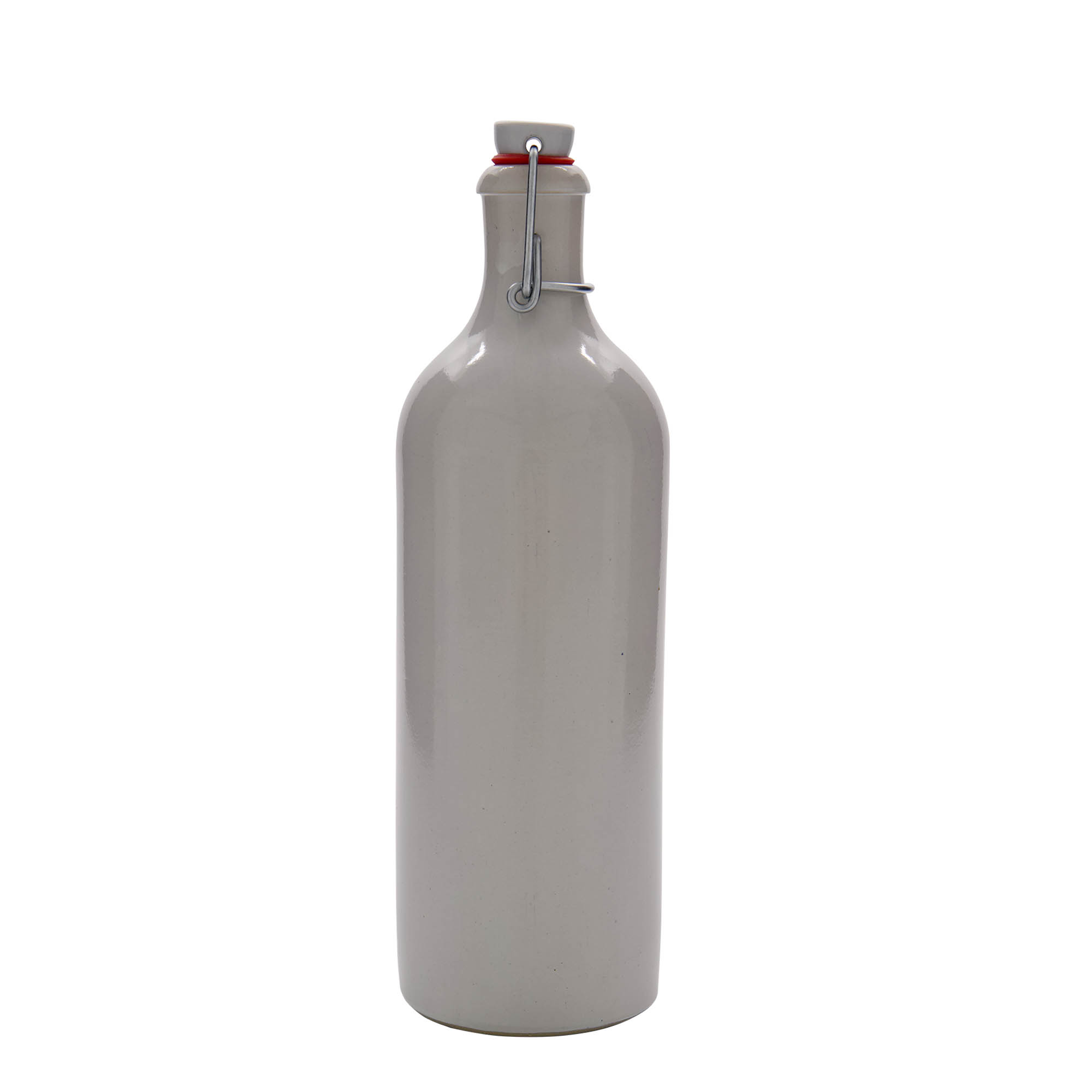 750 ml glineni vrč, kamenina, beo, otvor: zatvarač sa kopčom