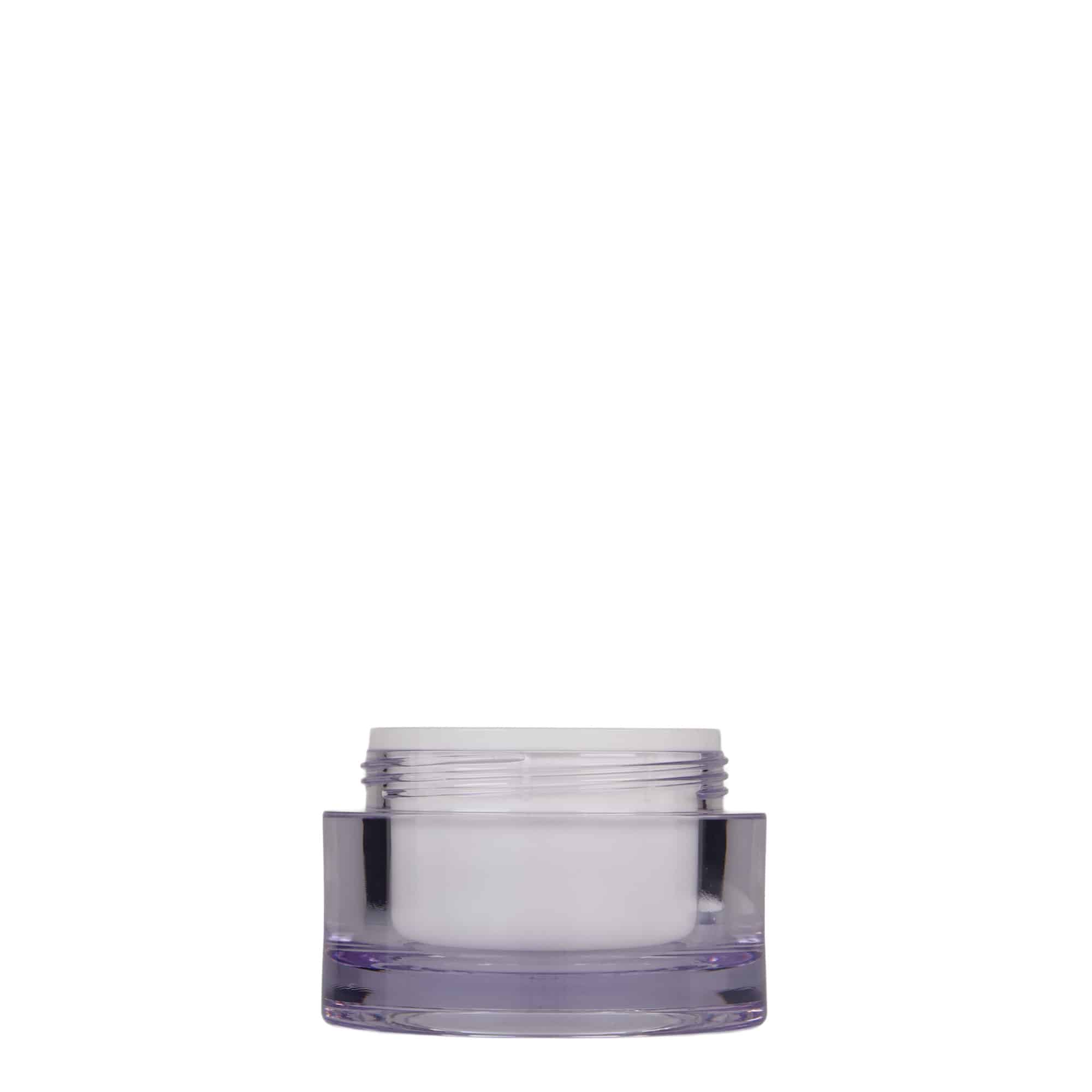 Tegla od 50 ml, SAN plastika, bela, otvor: Zatvarač sa navojem Tegla od 50 ml, SAN plastika, bela, otvor: Zatvarač sa navojem