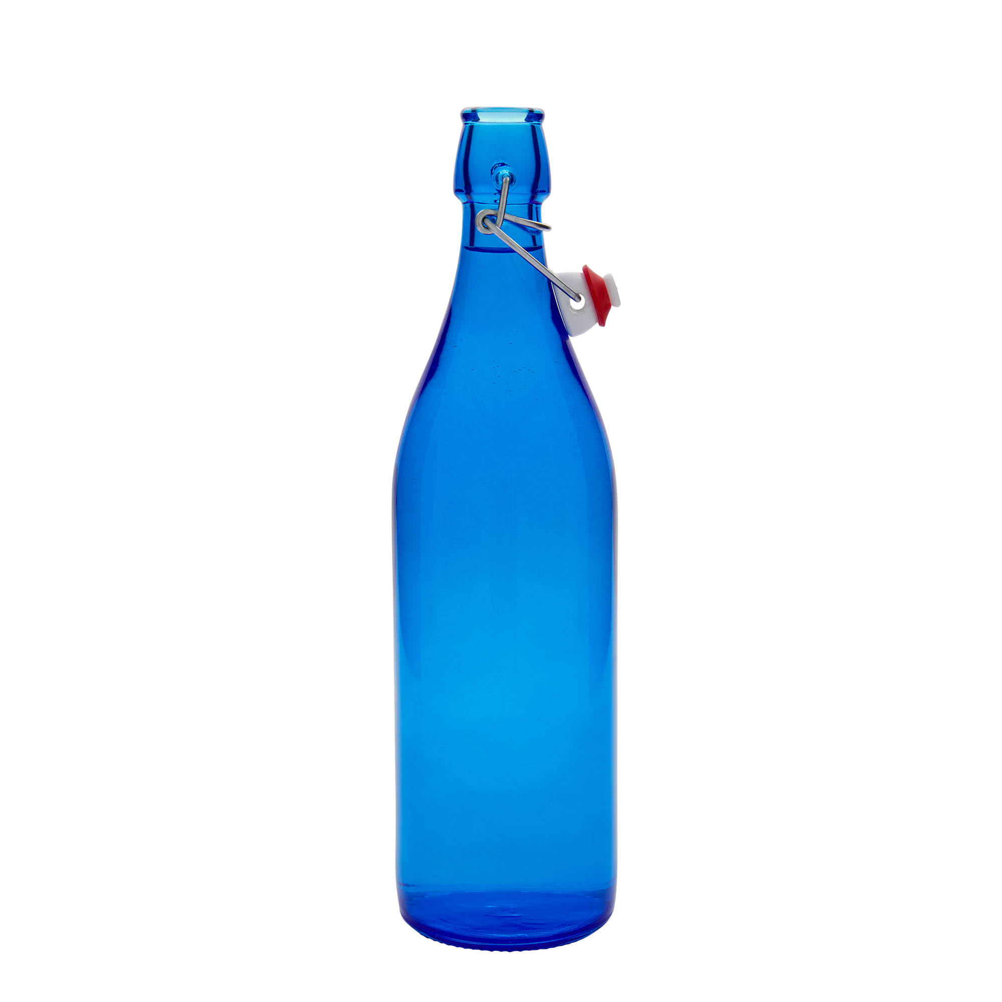 1.000 ml staklena flaša 'Giara', plava, otvor: kopča za zatvaranje
