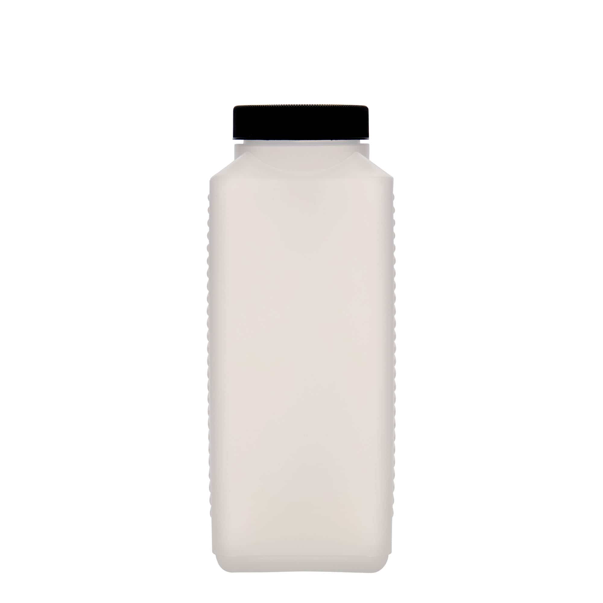 1.000 ml flaša širokog grla, pravougaona, HDPE-plastika, prirodna, otvor: DIN 60 EPE