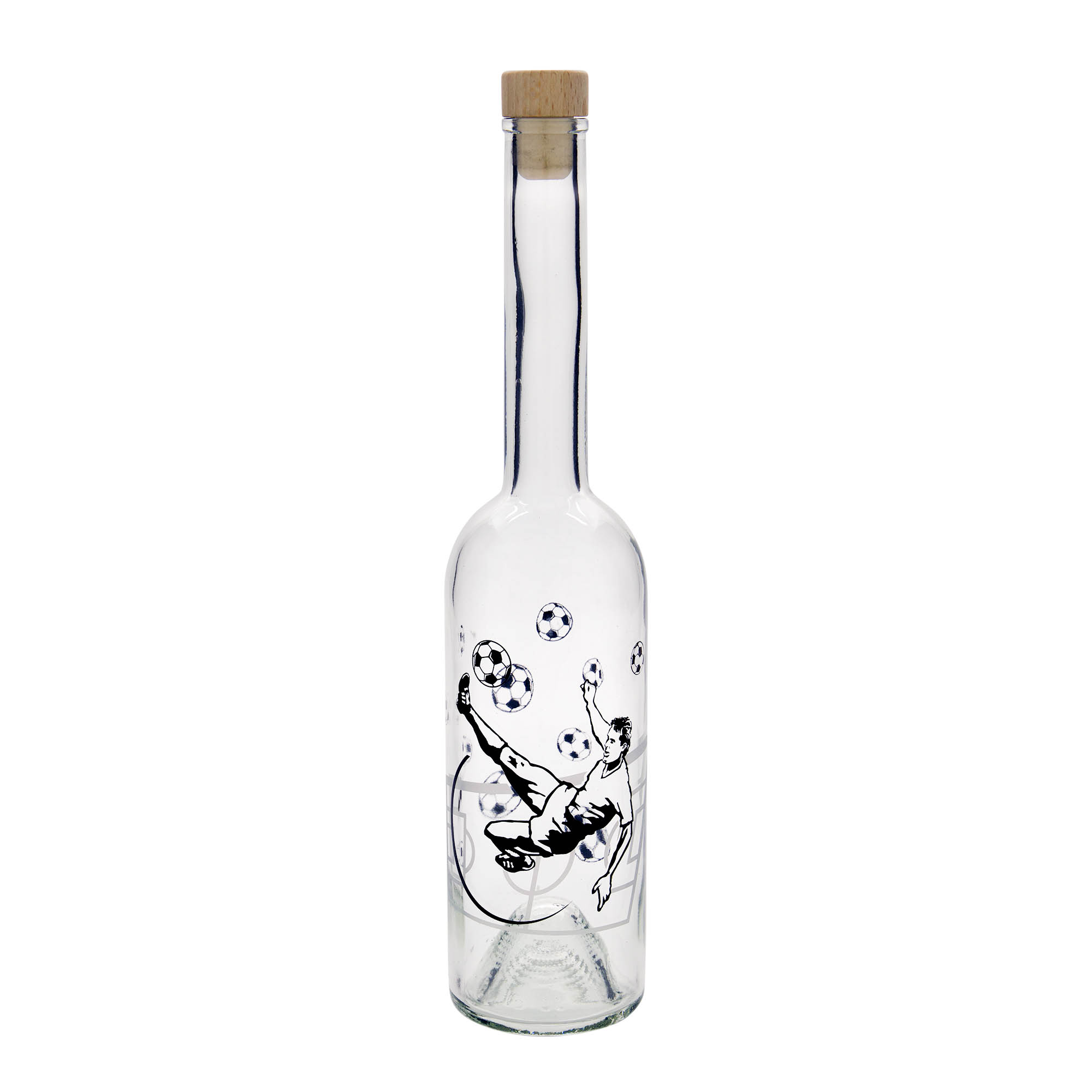 500 ml staklena flaša 'Opera', motiv: fudbaler, grlo: pluto 500 ml staklena flaša 'Opera', motiv: fudbaler, grlo: pluto