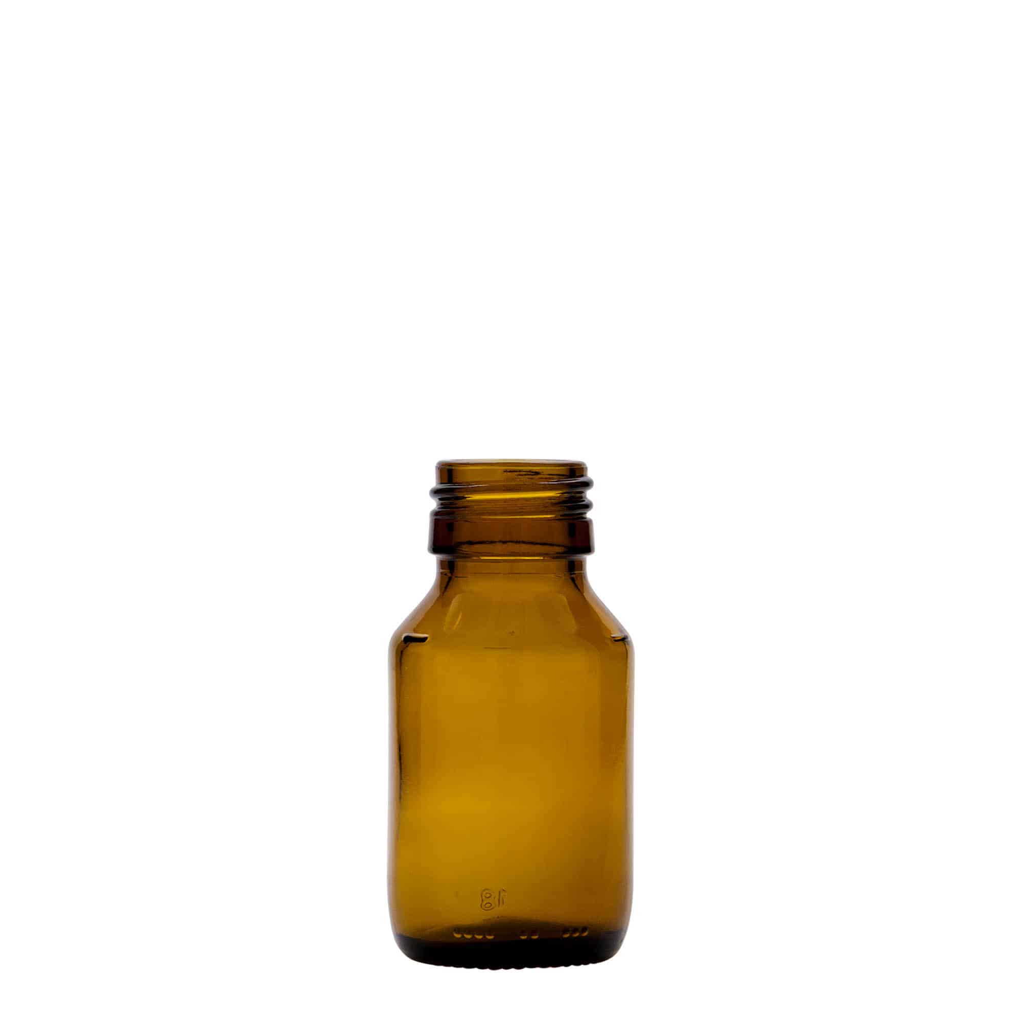Medicinska boca od 50 ml, braon, staklo, otvor: PP 28 Medicinska boca od 50 ml, braon, staklo, otvor: PP 28